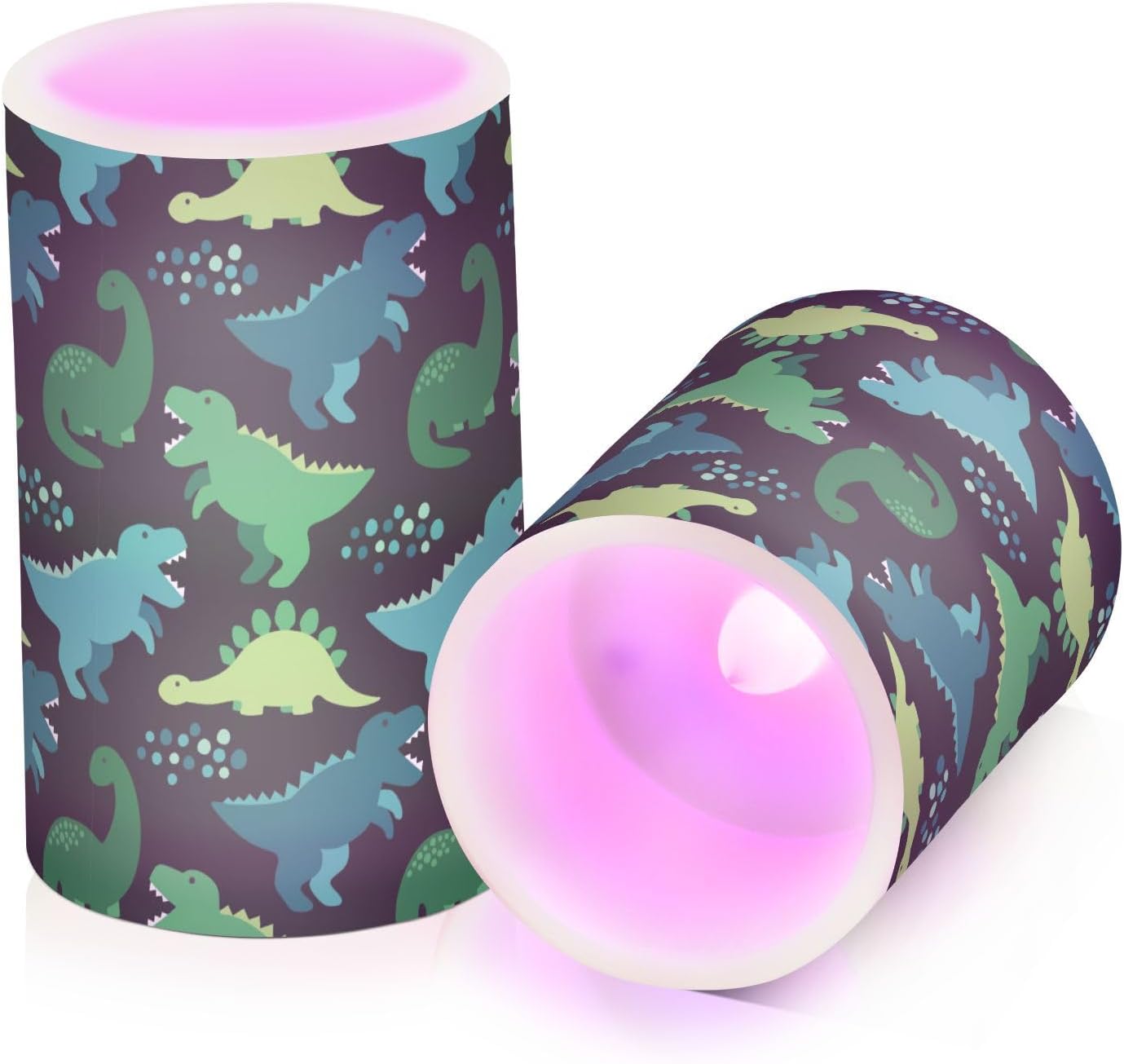 Velas sin llama, funcionan con pilas, de dinosaurio, de caricatura, parpadeantes, con control remoto, cambio de color, velas de luz cálida para
