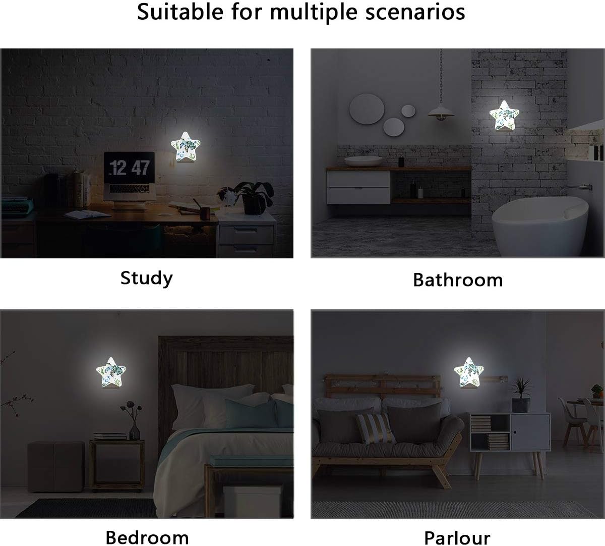 Lámpara de luz nocturna LED con enchufe de tortugas marinas en acuarela con sensor de atardecer a amanecer para pasillo, cocina, baño, dormitorio,