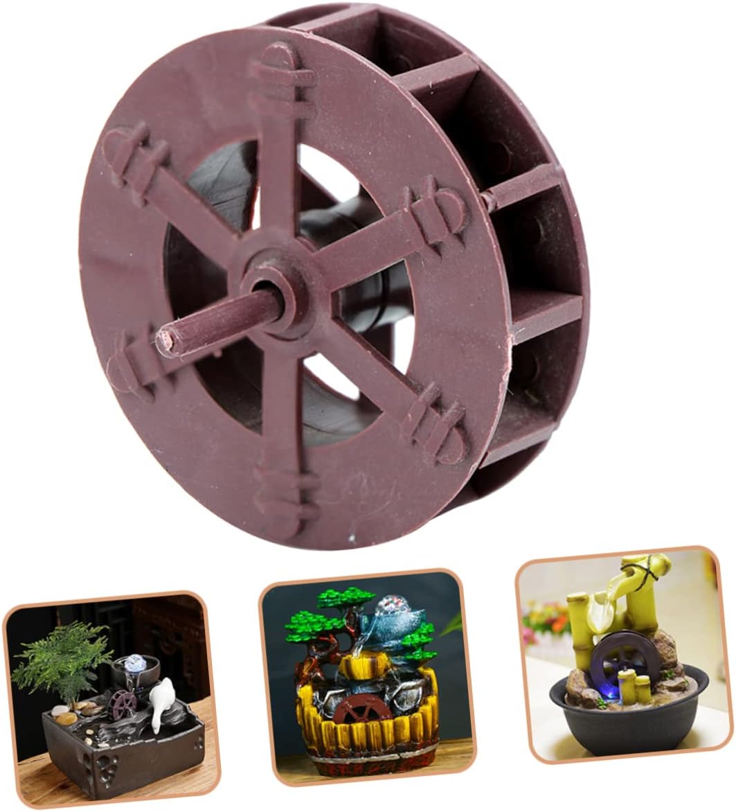 Homoyoyo 2 adornos en miniatura para decoración brillante, fuente de jardín zen, mini rueda de agua, accesorios de fuente de agua, modelo de rueda