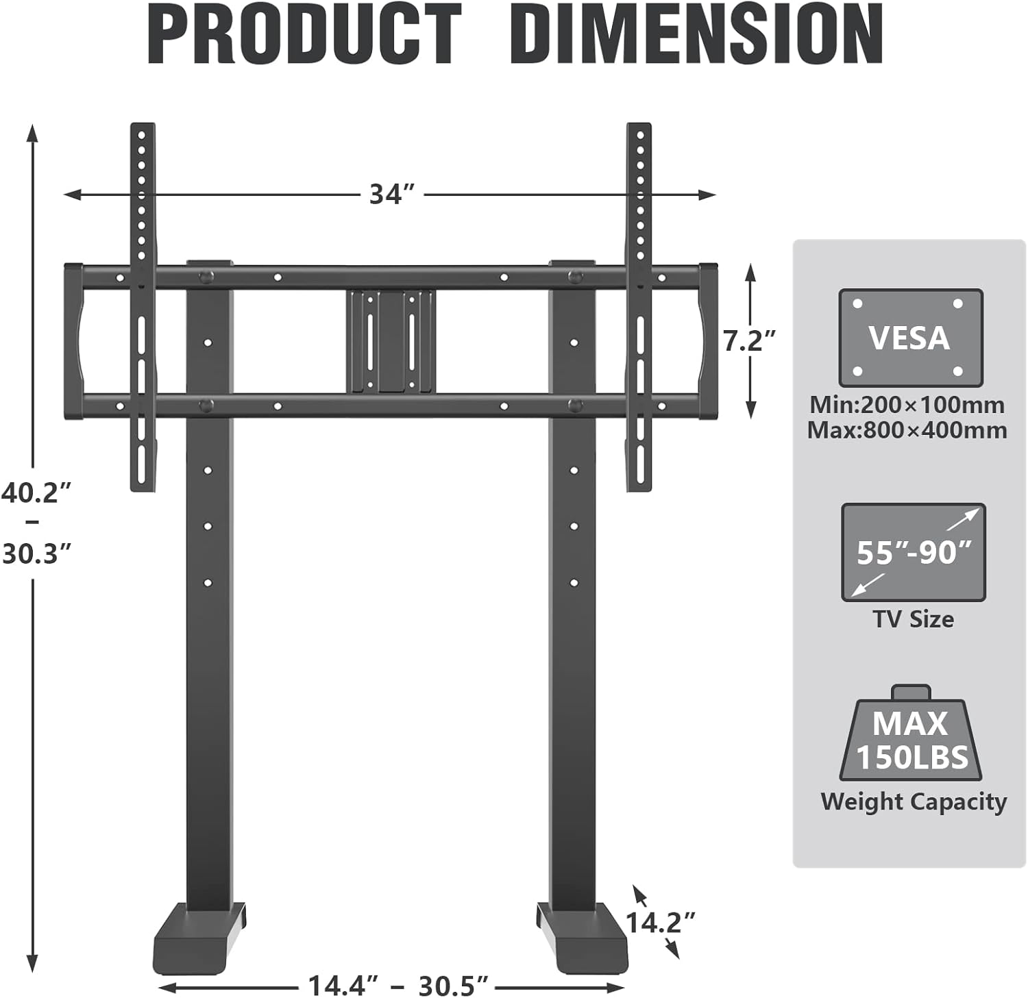 Patas universales para TV de mesa para televisores de plasma LCD LED OLED 4K de 55 a 90 pulgadas, soporte de TV moderno con soporte, soporte de