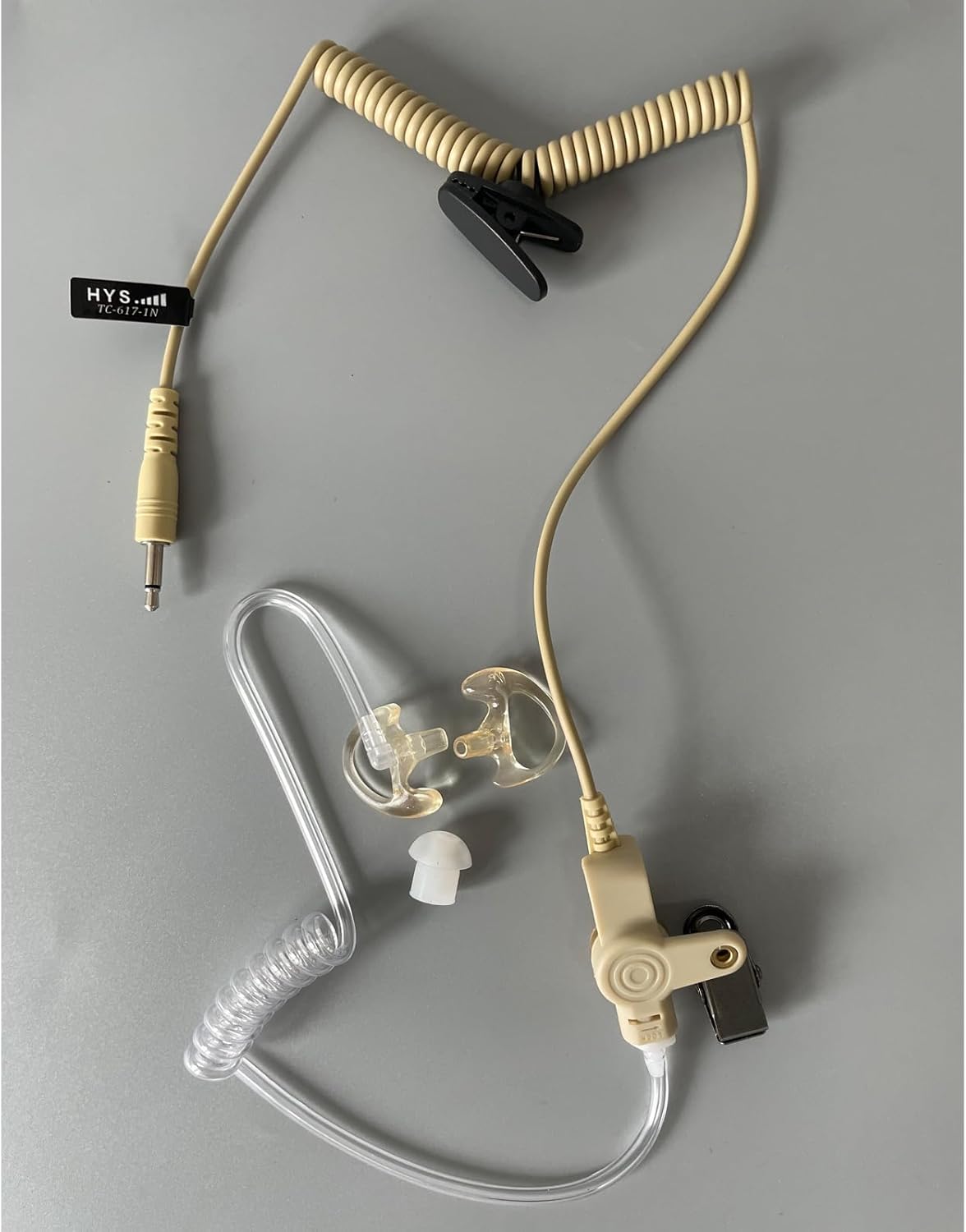 HYS Vigilancia de 0.138 in solo escucha con tubo acústico, auriculares de tubo acústico de 1 cable para conector de audio de 0.138 in, solo recibe