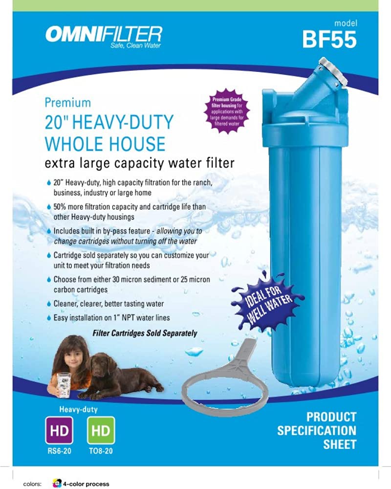 Pentair OMNIFilter BF55 – Carcasa para filtro, carcasa de filtración de agua de alta calidad de 20 pulgadas para toda la casa con bypass integrado,
