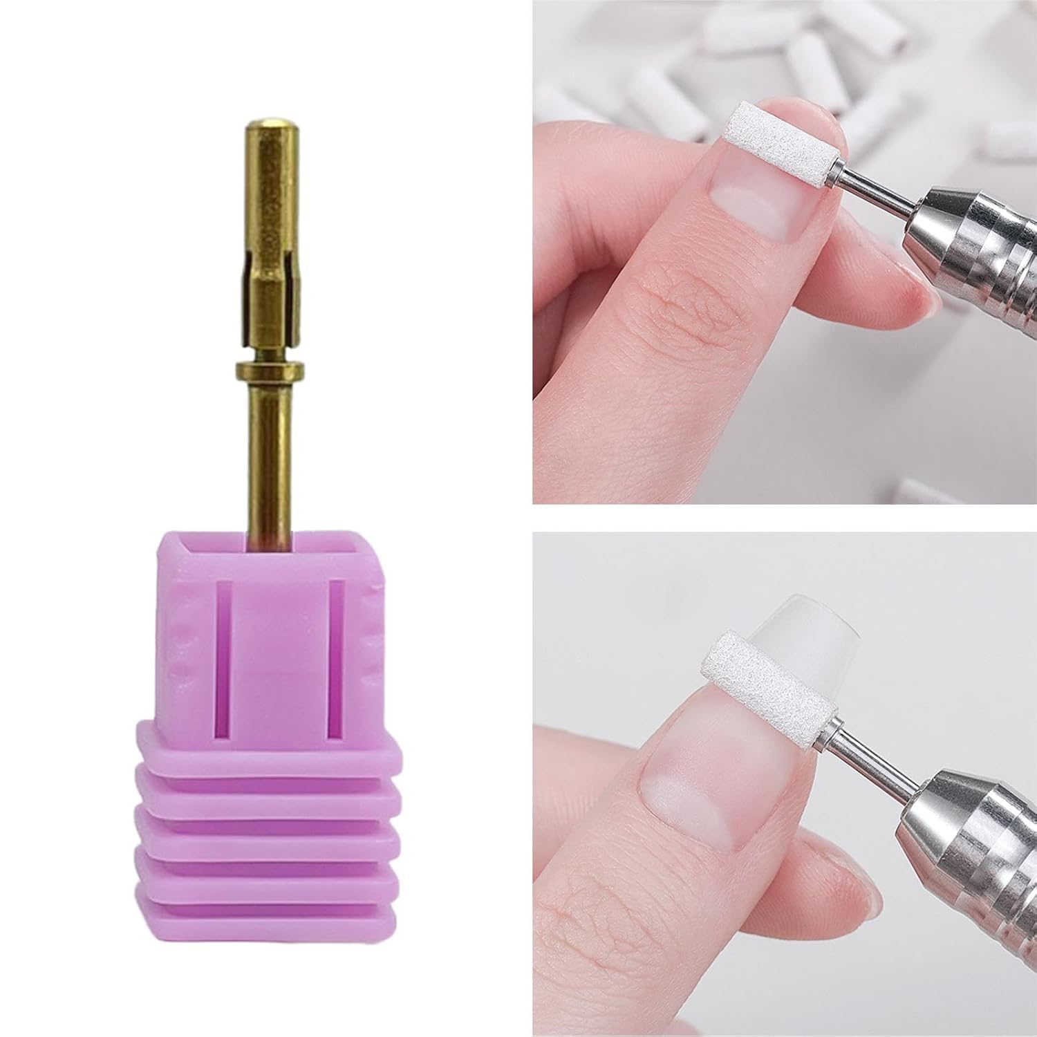 Generic Mandril de bandas de lijado de uñas de 0.122 in, mandril de taladro de uñaseje de banda de lijado para lijadoras de uñas, dorado
