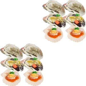 Kisangel 12 piezas simuladas de ostras simuladas Alimentos mariscos modelo de mariscos artificiales de cangrejos de río modelo de vieira realista Kisangel 12 piezas simuladas de ostras simuladas Alimentos mariscos modelo de mariscos artificiales de cangrejos de río modelo de vieira realista