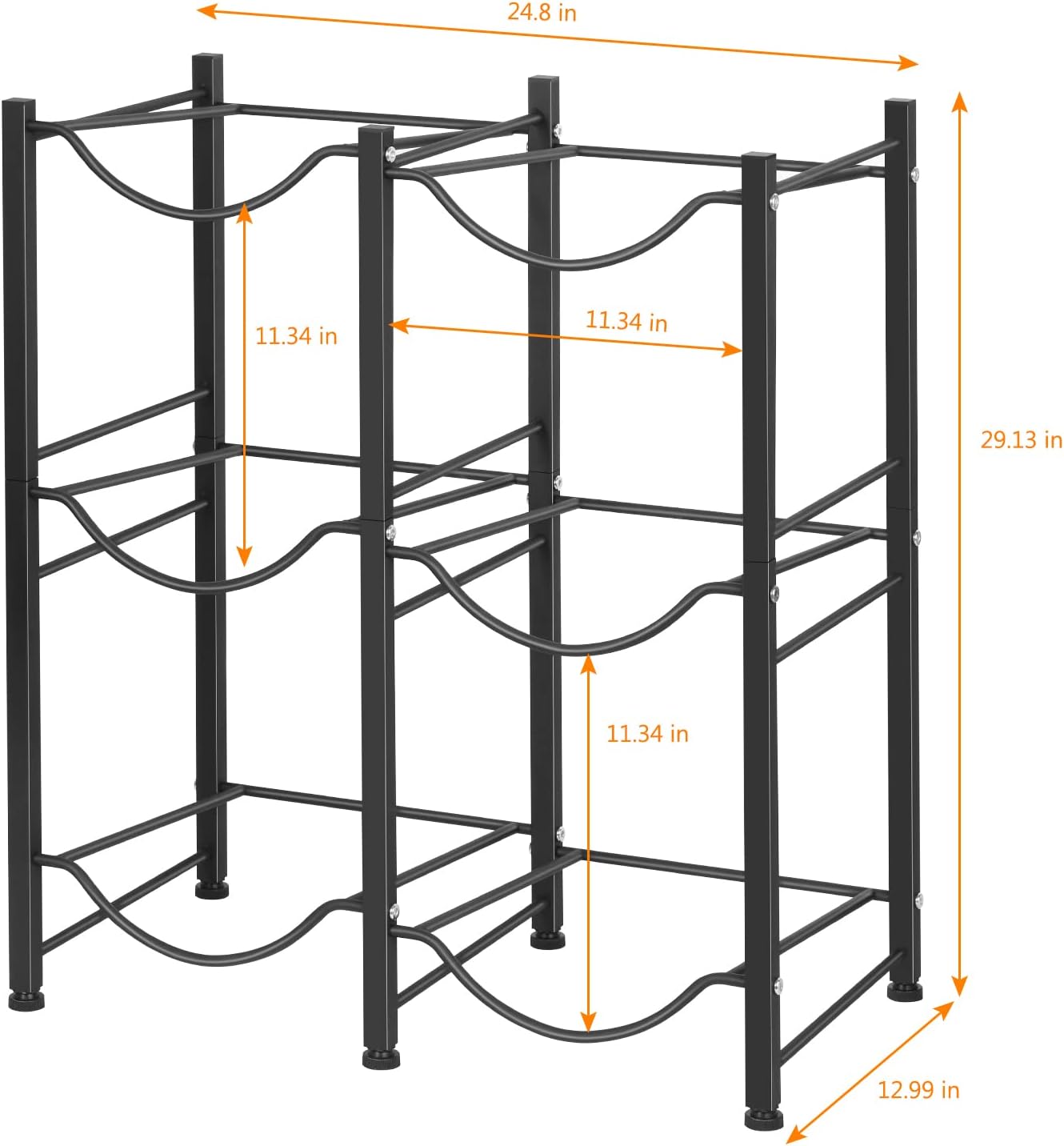 LIANTRAL Soporte para botellas de agua de 5 galones, 3 niveles, color negro, de doble fila, resistente, para jarra, estante de agua con 6 ranuras
