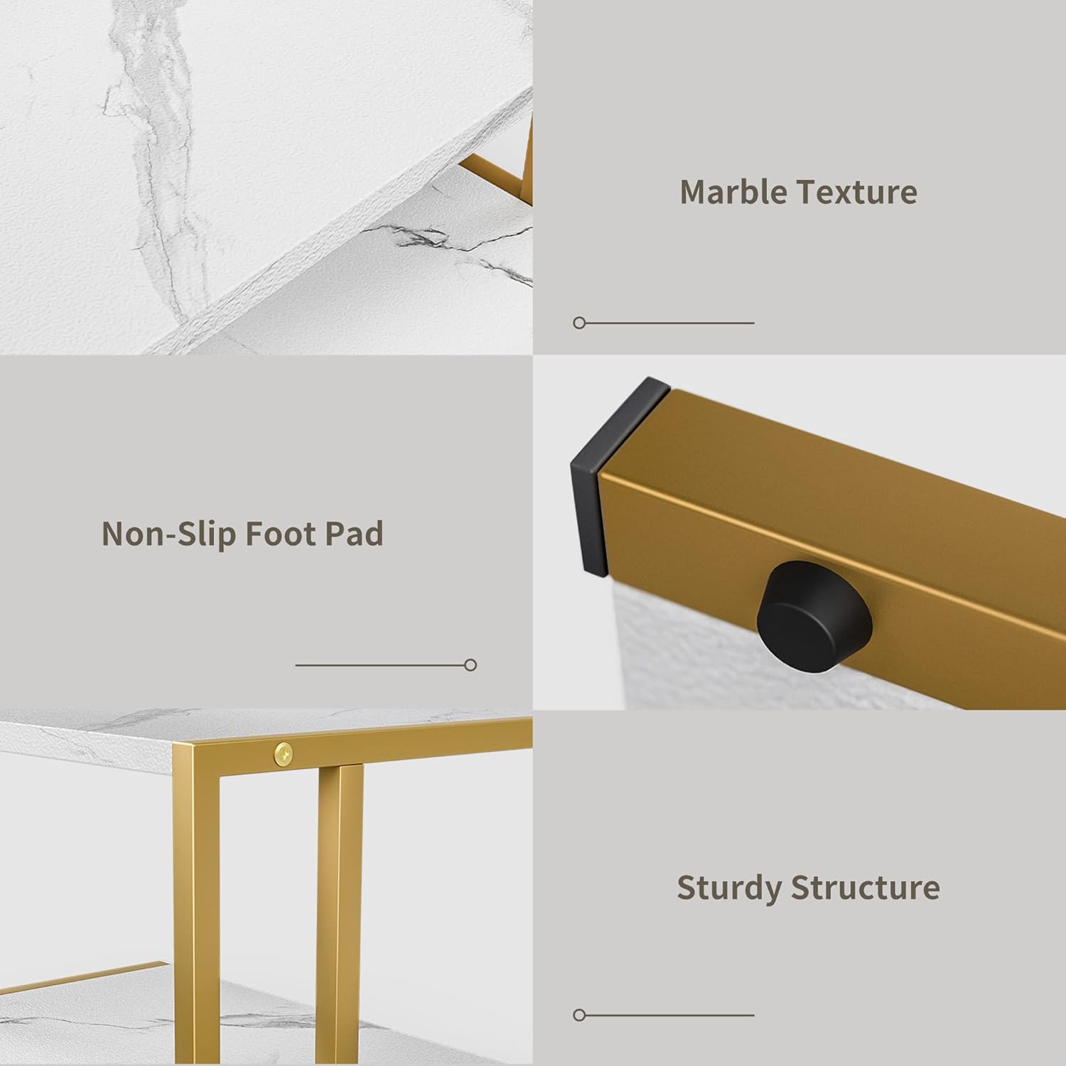 Soporte de impresora de 2 niveles, soporte de impresora de escritorio con marco de metal reforzado, estante de impresora de diseño blanco mármol