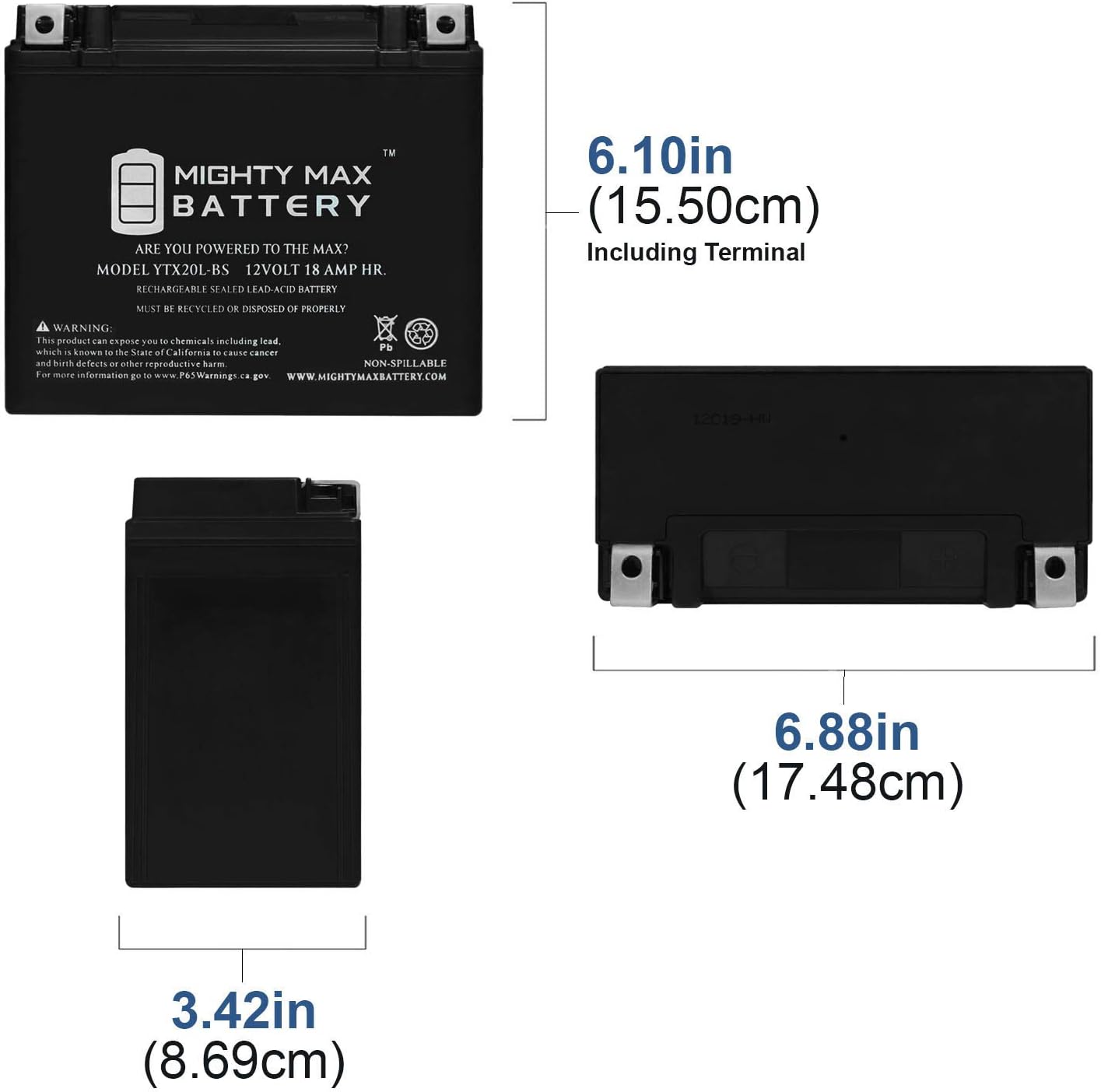 Mighty Max Battery La batería YTX20L-BS reemplaza a Kawasaki Jet Ski 900 JT750 STS STX 97-05