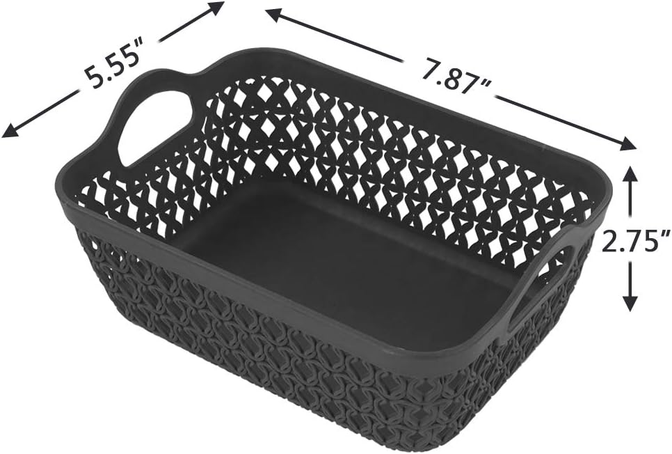 Zerdyne 12-Pack Mini Plastic Storage Baskets Trays, Gray Tiny Storage Baskets