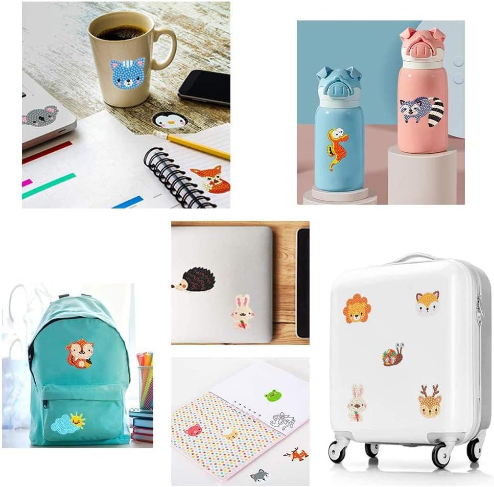 LVIITIS Kits de calcomanías de dibujos animados de pintura de diamantes para niños (24 quilates), calcomanía impermeable para hacer mosaicos para