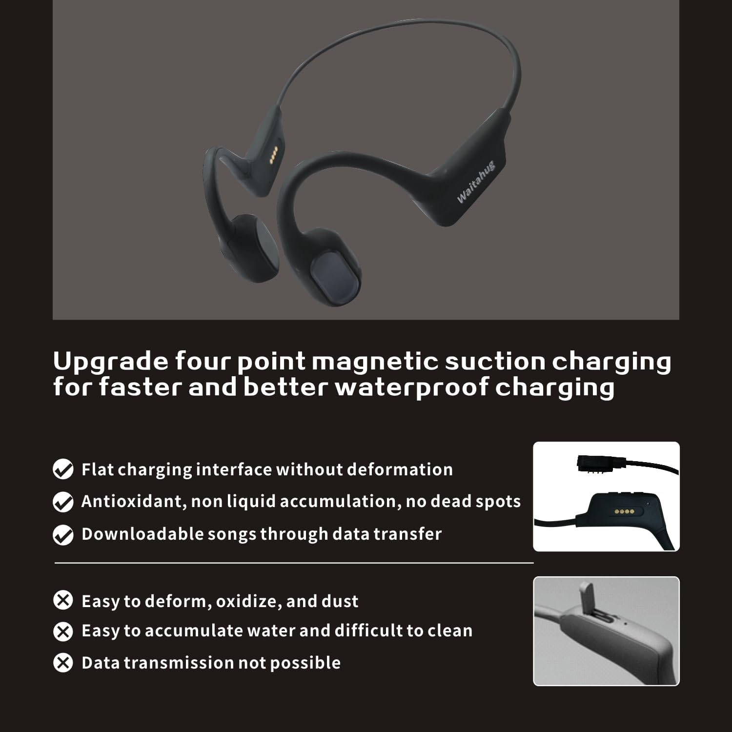 Auriculares deportivos abiertos de conducción ósea IP67 impermeables, resistentes al sudor, reducción de ruido-0.6oz micrófono integrado Auriculares