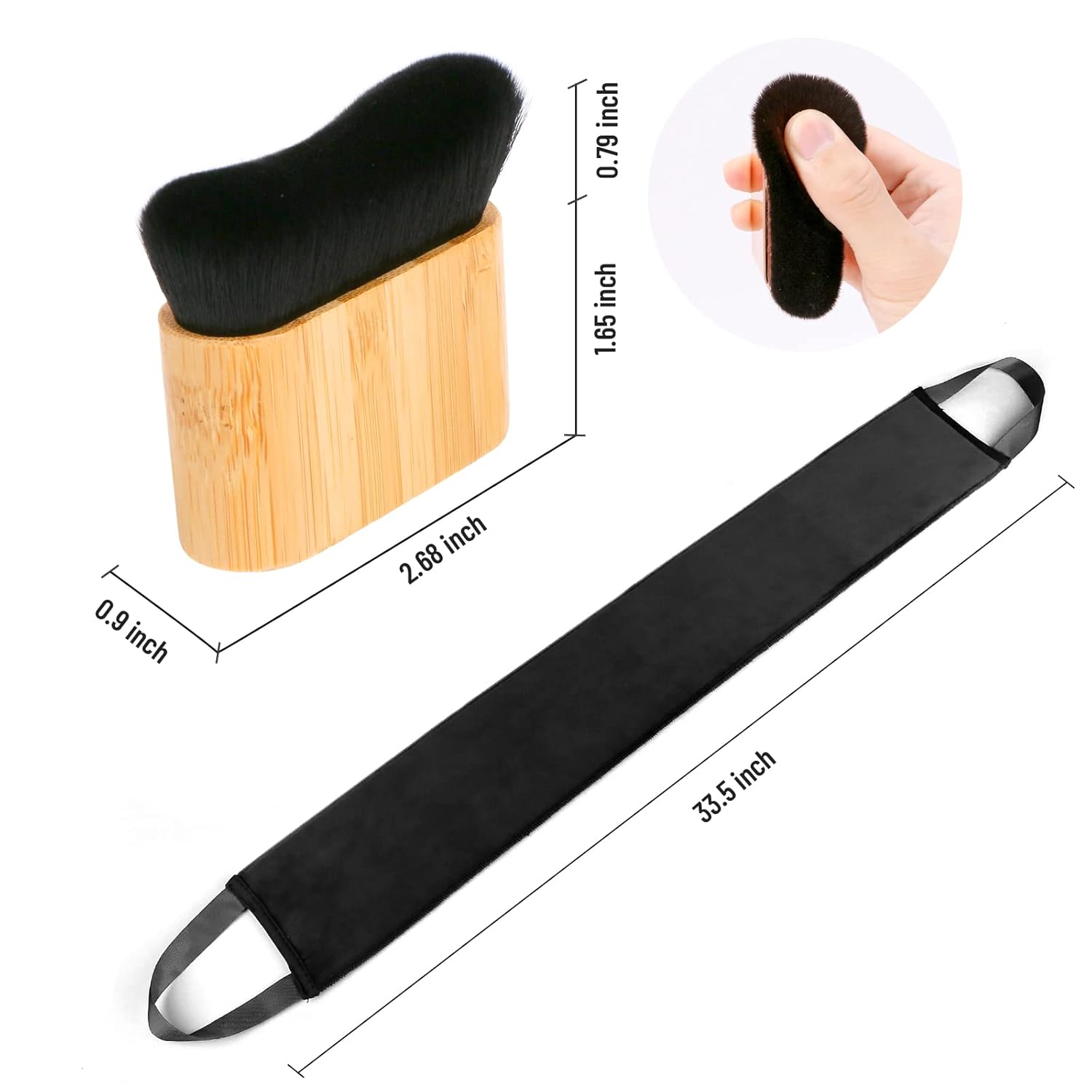 Yoseng Kit de cepillo autobronceador 2 en 1 y aplicador de autobronceador, para una experiencia de autobronceado impecable y fácil, bambú