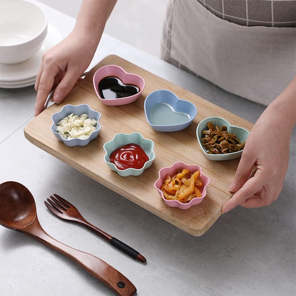 Paquete de 8 platos para salsa, platos de salsa de soja, mini platos multicolores para condimentos