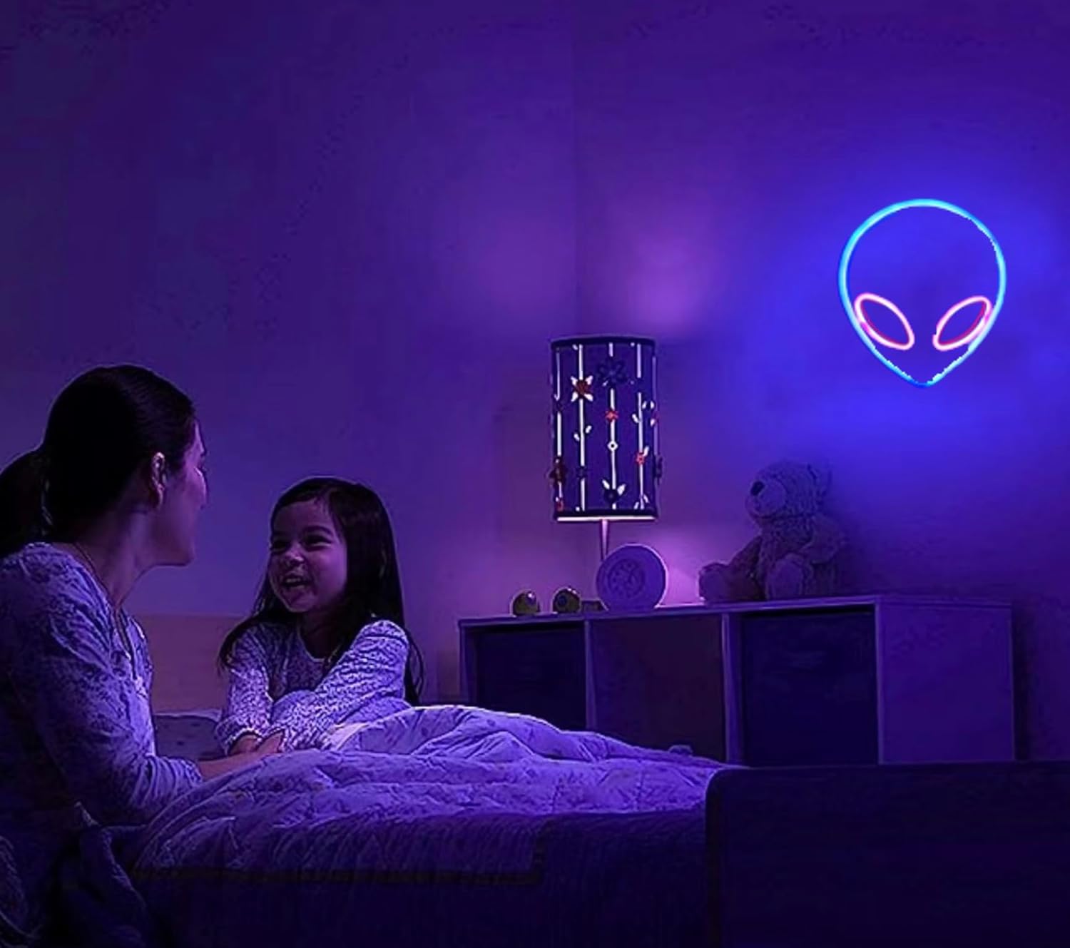 Letrero de neón de alienígena para decoración de telón de fondo con batería o USB, para decoración de habitación, letrero de neón LED para