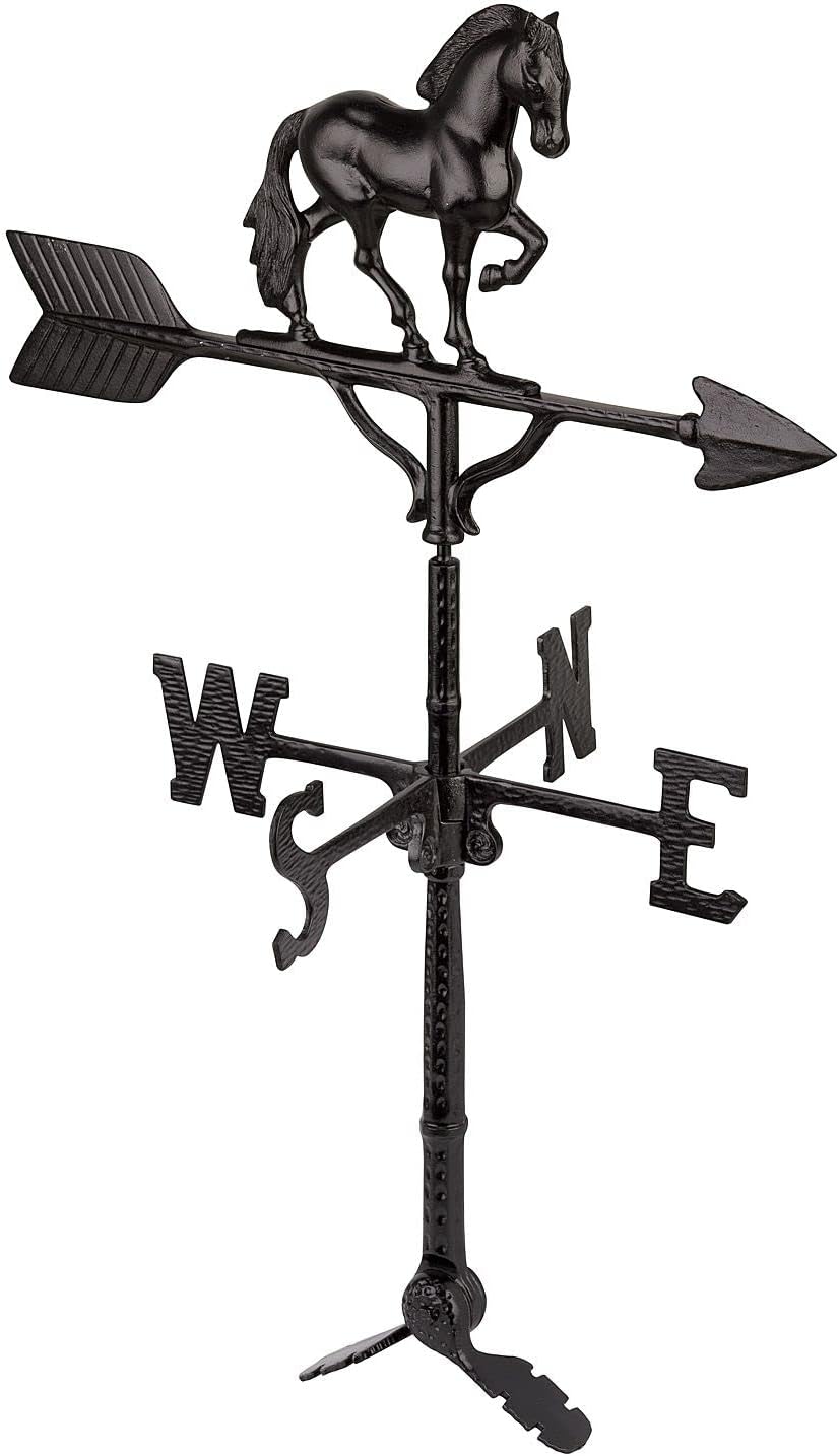 Tienda de números de dirección 32″ Aluminio Deluxe 3D Horse Weathervane 200 Series-Mount Incluido (negro)