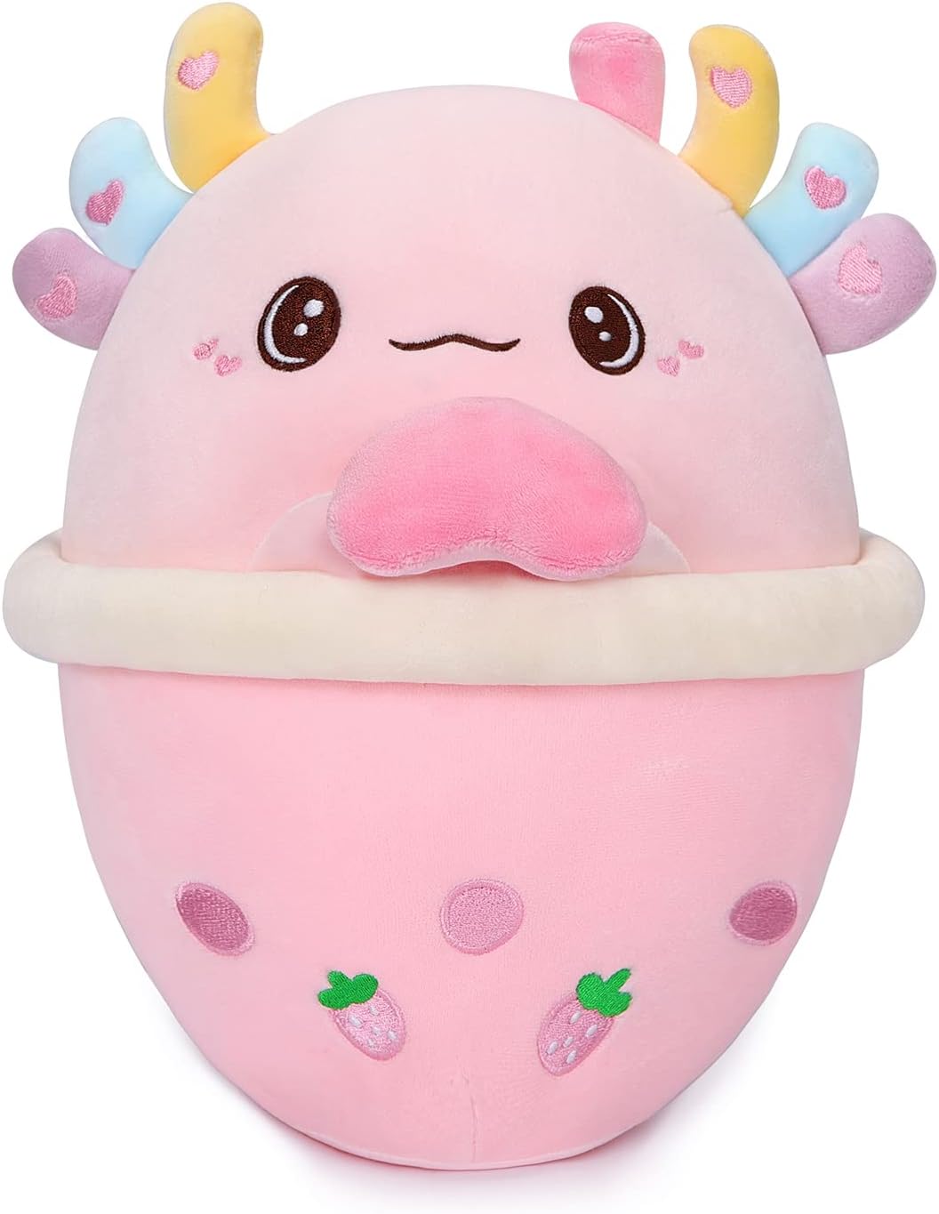 AIXINI Axolotl Boba – Peluche de té de burbujas de 10 pulgadas, lindo y suave juguete de peluche para niños