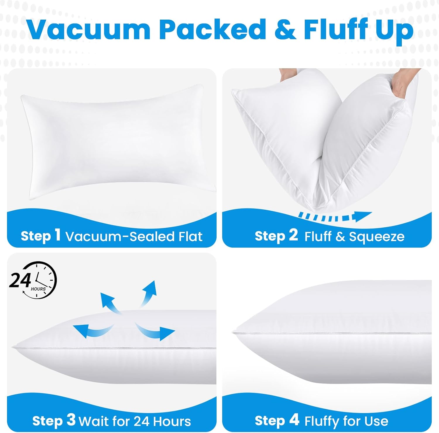 Almohadas de cama para dormir, almohadas alternativas de plumón, blancas, relleno de microfibra, juego de almohadas King de 2,20 x 36 pulgadas,