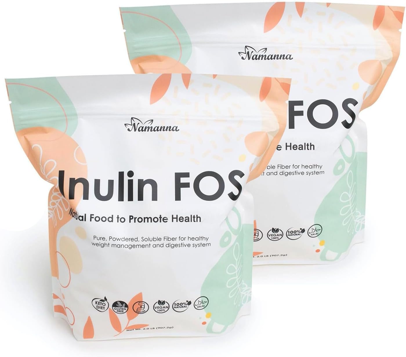 Pure Inulina FOS en polvo  Edulcorante prebiótico natural de fibra intestinal y soluble de raíz de achicoria, promueve la becteria beneficiosa,