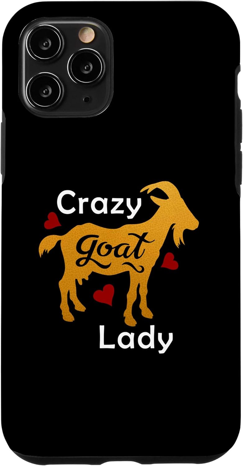 iPhone 11 Pro Crazy Goat Lady Gold Funny Meme Farm Life Goat Lover estuche de regalo