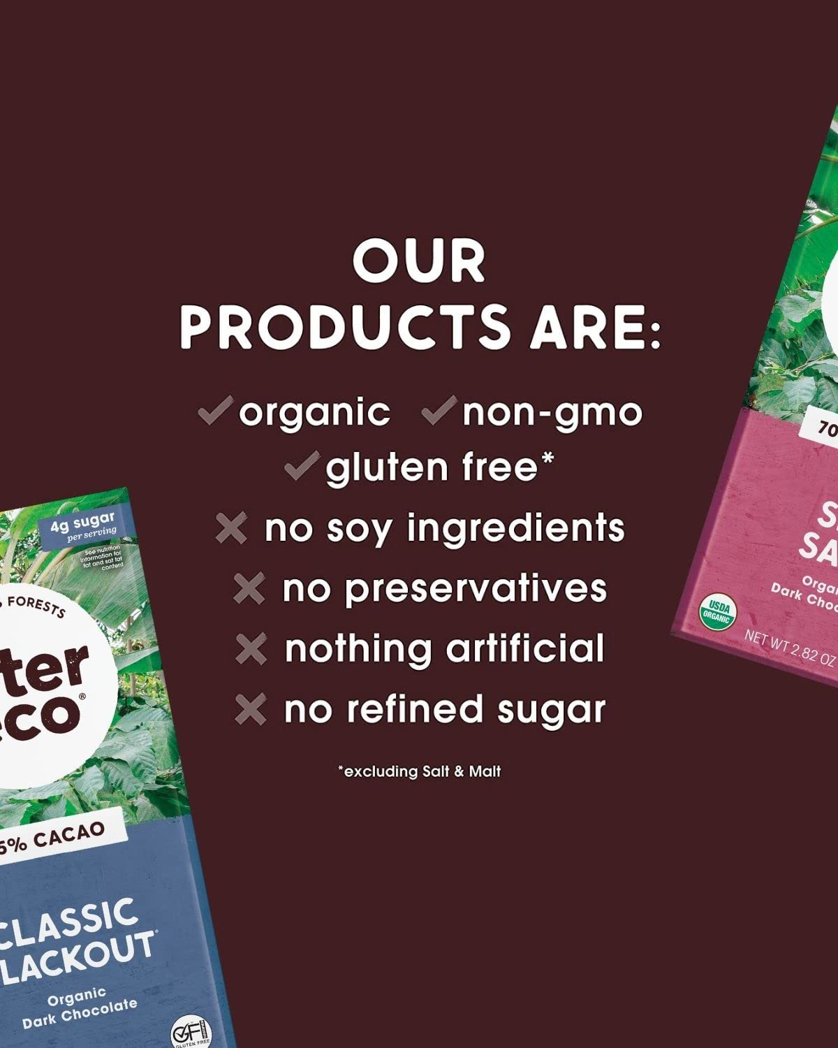 Alter Eco  Barras de chocolate negro  Cacao oscuro puro, comercio justo, orgánico, sin OMG, sin gluten (paquete de 2 menta apagón)