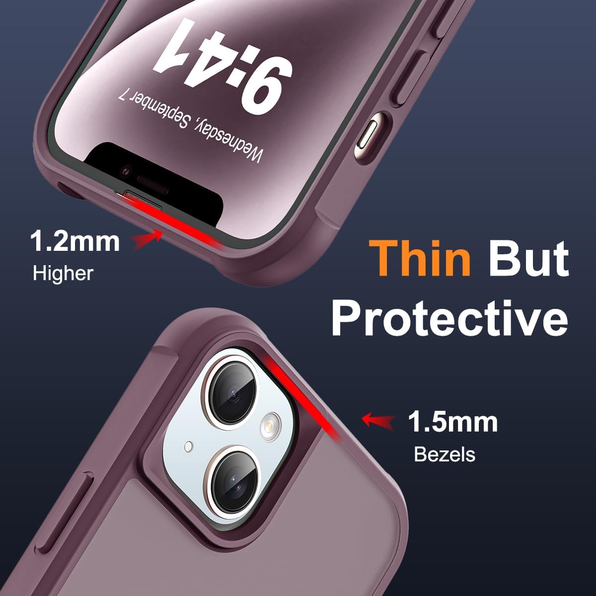 Funda de teléfono para iPhone 14 Plus de 6.7 pulgadas con soporte de anillo magnético reforzado, cubierta trasera translúcida compatible con Magsafe