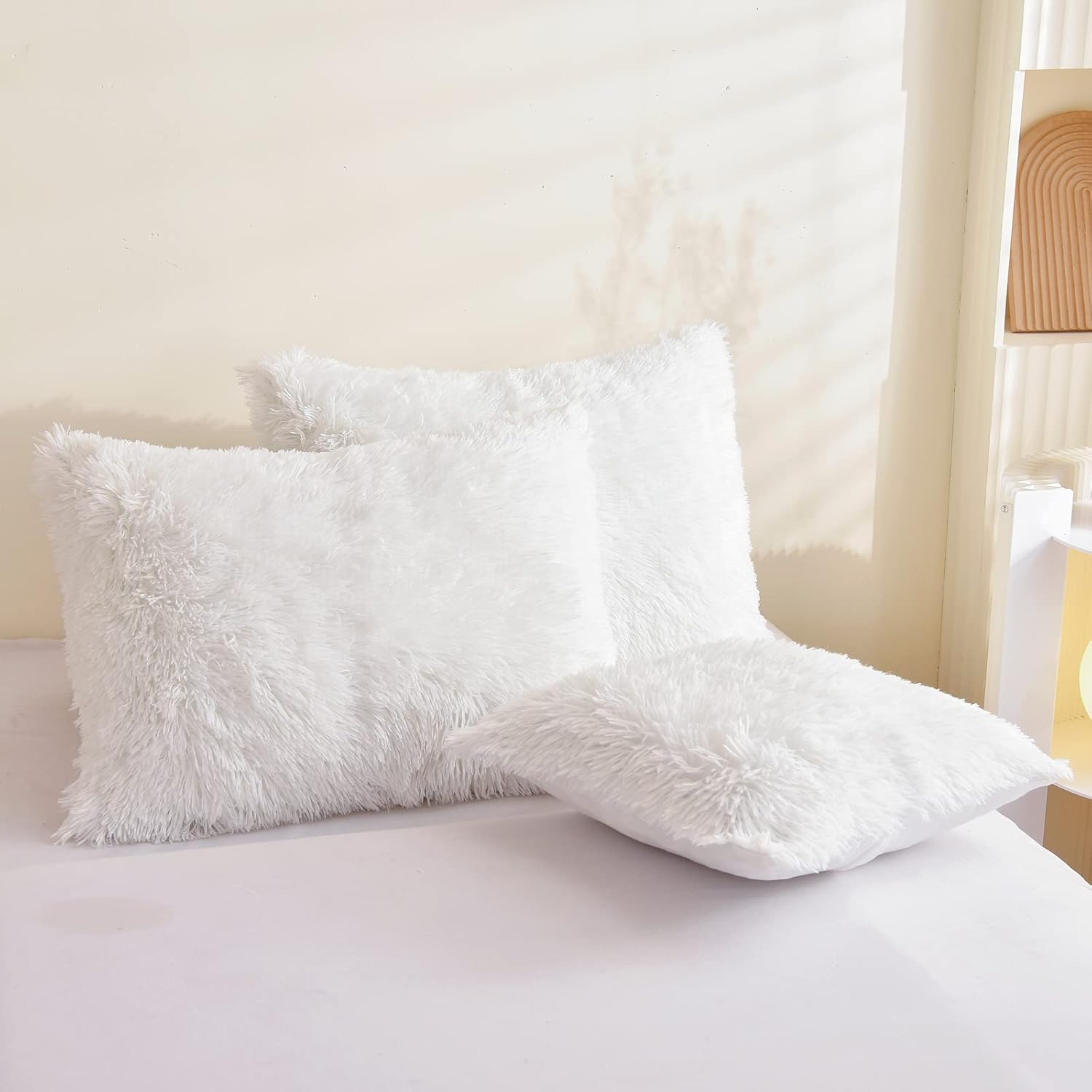 HIMEAN Juego de funda de edredón esponjosa tamaño individual, suave felpa lanuda de terciopelo de pelo sintético, juego de ropa de cama de 3 piezas