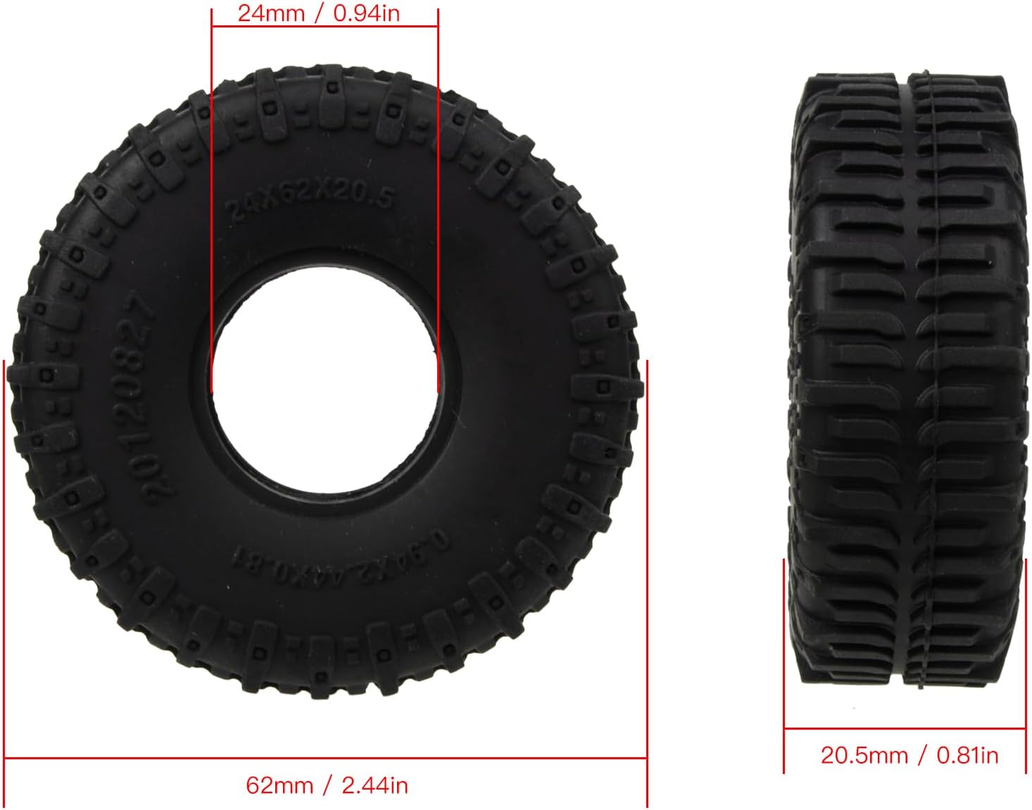 1.0 Neumáticos-S5 Swamp Claw Mud Terrain Crawler Neumáticos de goma suave para 118 TRX4M 124 AX24 SCX24 FCX24 RC Crawler Car Upgrades