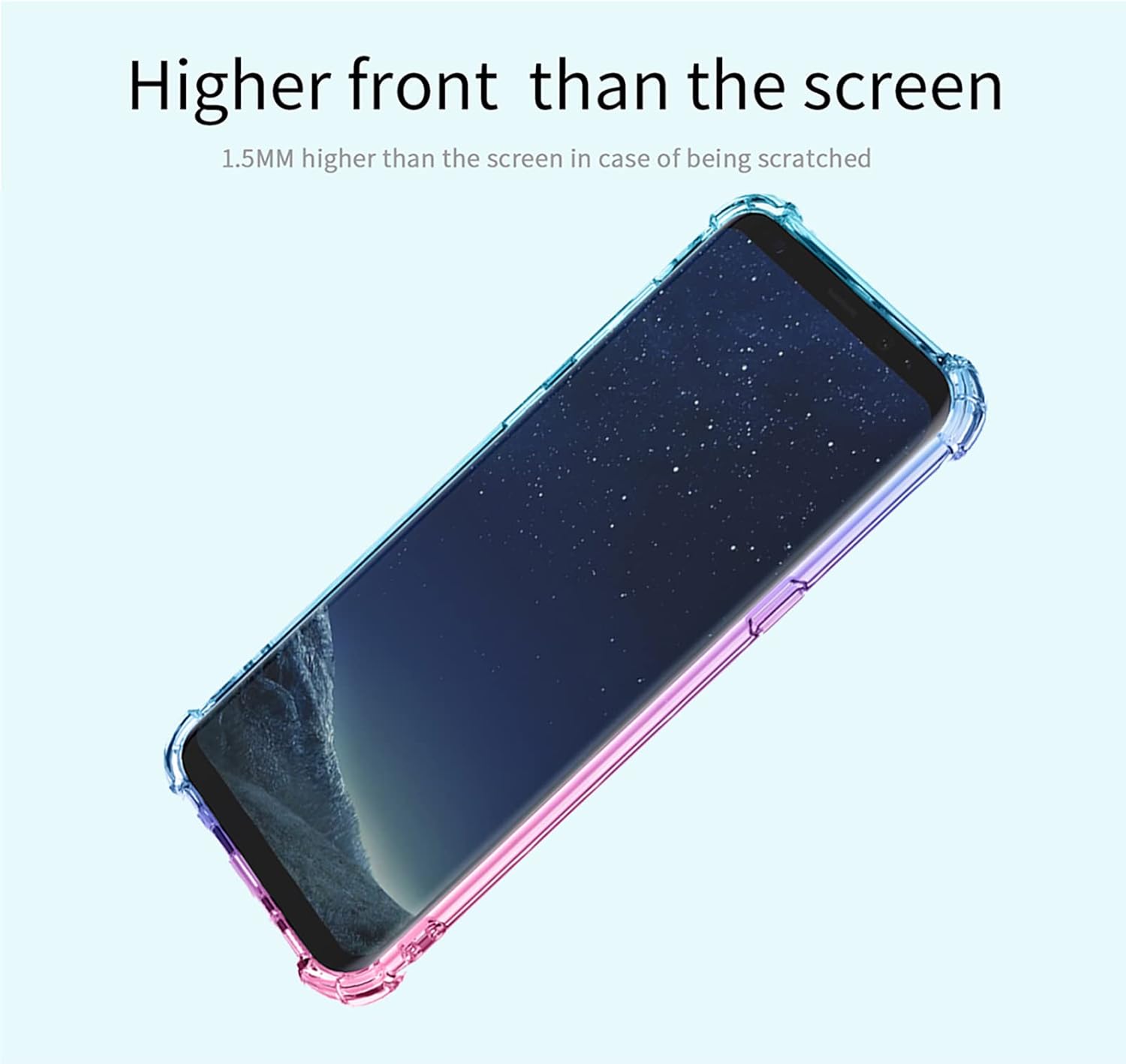 OEURVQO Funda para Galaxy S8 Plus Samsung S8 Plus transparente lindo degradado, colorido, delgado, suave, TPU a prueba de golpes, antiarañazos,