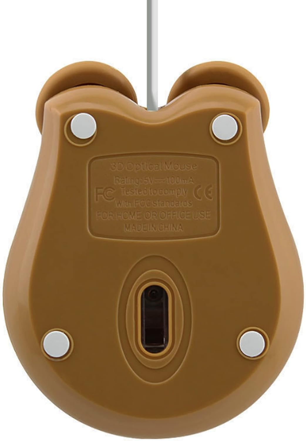 Ratones ópticos con cable USB con forma de oso animal lindo para computadora portátil PC portátil 1600DPI 3 botones con cable de 3.2 pies (marrón)