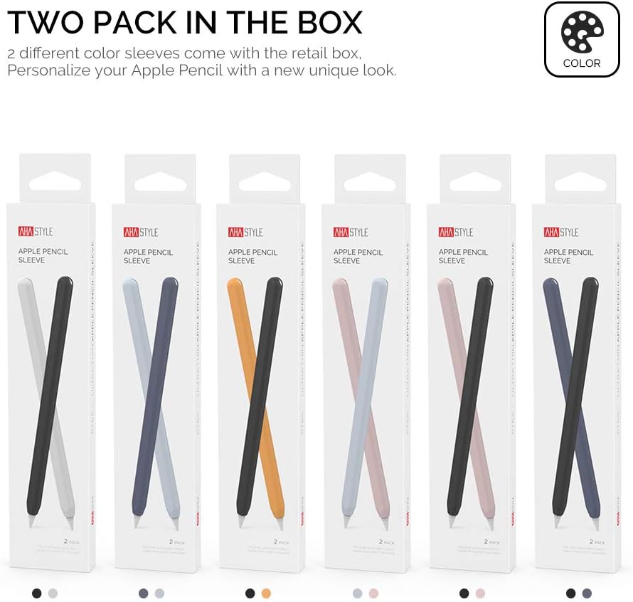 AhaStyle Funda de silicona para Apple Pencil de 2 generación y Apple Pencil Pro (2024), funda ultradelgada compatible con carga magnética y doble