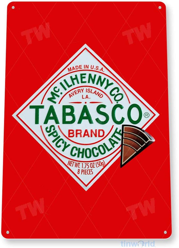 Tabasco COMIDA DE Chocolate, Granja de casa de campo, estaño de metal de 8 x 12 pulgadas para pared