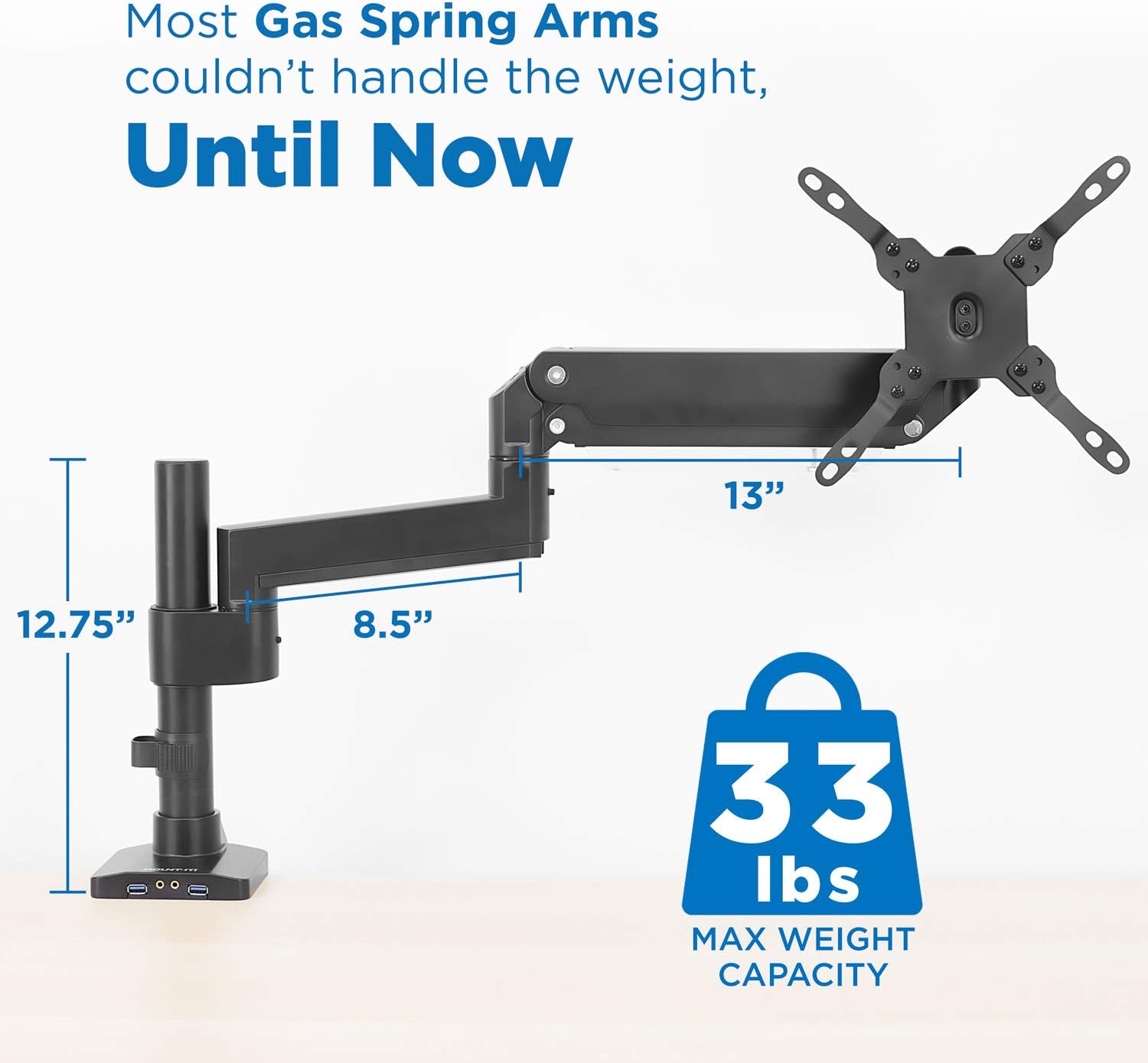 Mount-It! Soporte de escritorio para monitor ultraancho, soporte de monitor único para monitores pesados de hasta 35 pulgadas y 33 libras,
