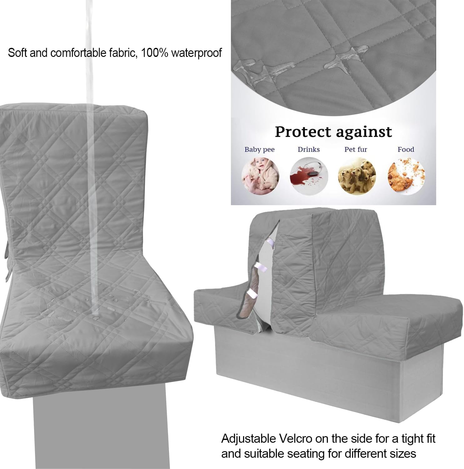 Fundas de asiento de barco, fundas de repuesto para asiento de barco, tela de microfibra suave, 100% impermeables para asientos dañados (2 juegos