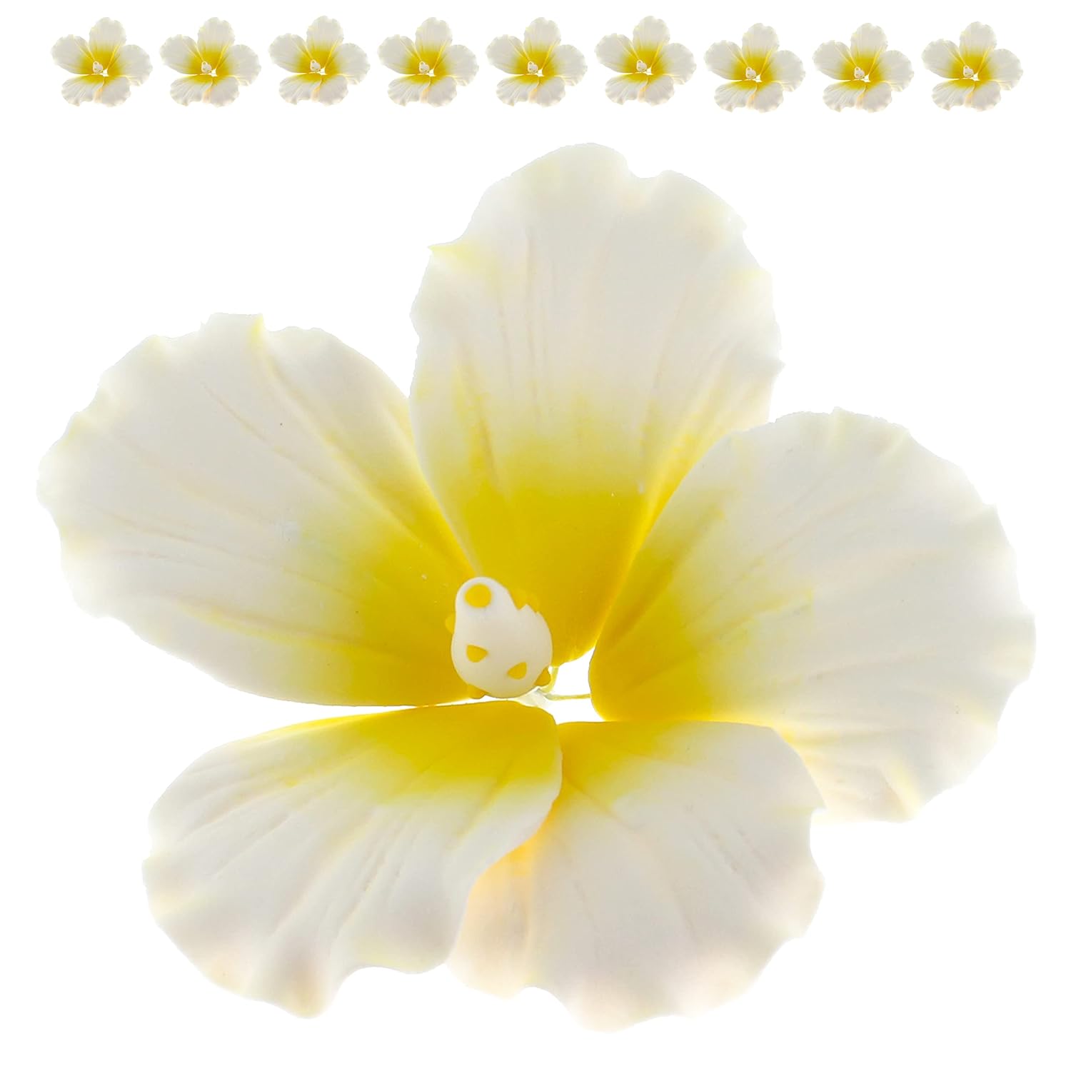 Global Sugar Art Flores de pastel de azúcar de hibisco, blanco con amarillo, grande, 9 unidades por el chef Alan Tetreault