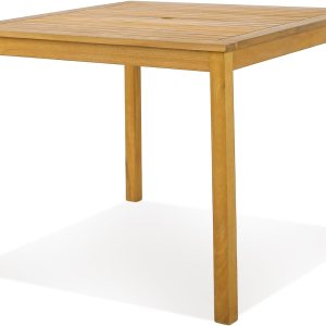 Tangkula Mesa de comedor cuadrada para exteriores, mesa de comedor de madera de acacia para 4 personas con agujero para sombrilla de 1.9 pulgadas, Tangkula Mesa de comedor cuadrada para exteriores, mesa de comedor de madera de acacia para 4 personas con agujero para sombrilla de 1.9 pulgadas,
