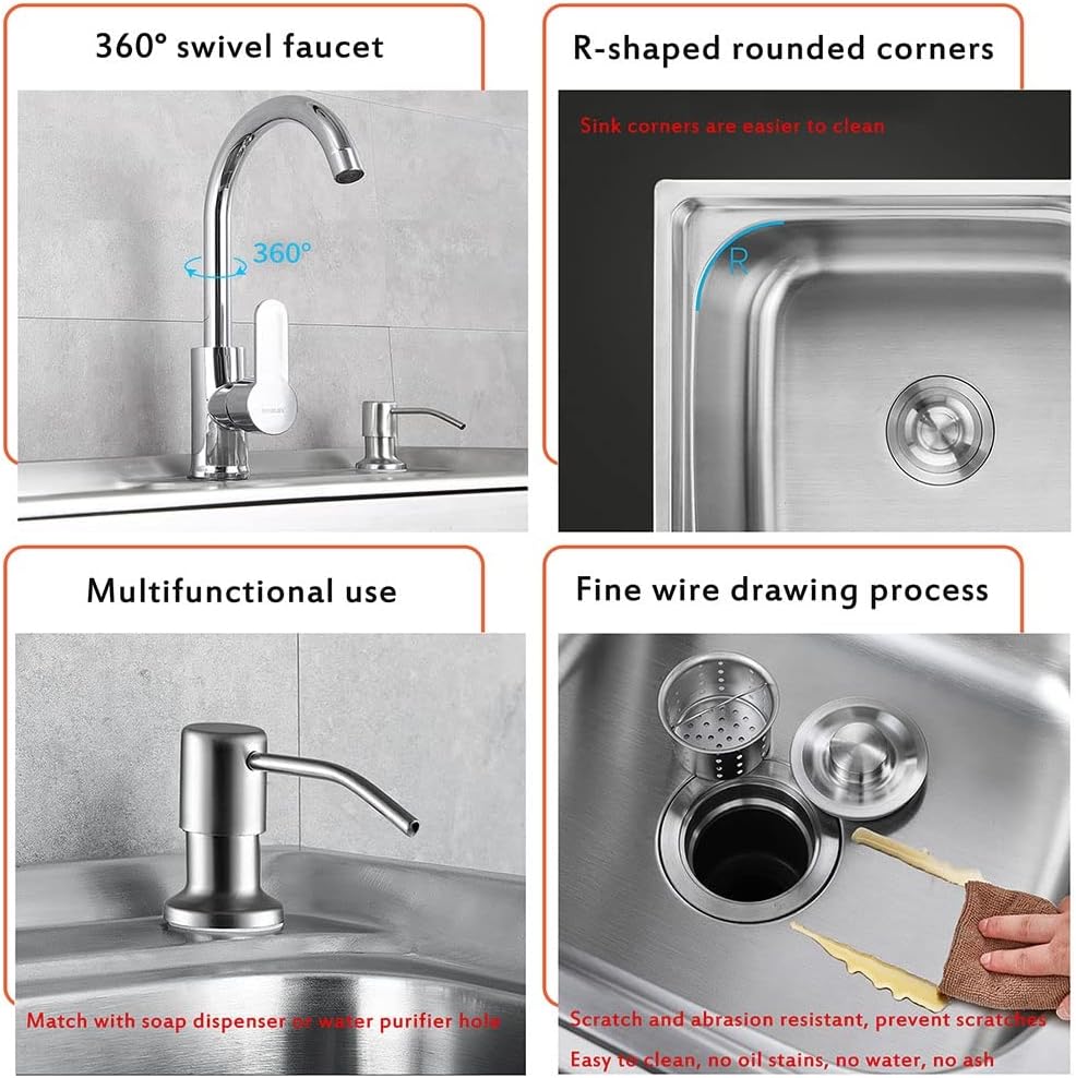 Fregadero de catering independiente, fregadero de acero inoxidable 304 para baño de perros, garaje, jardín, cocina, caravana, fácil de limpiar