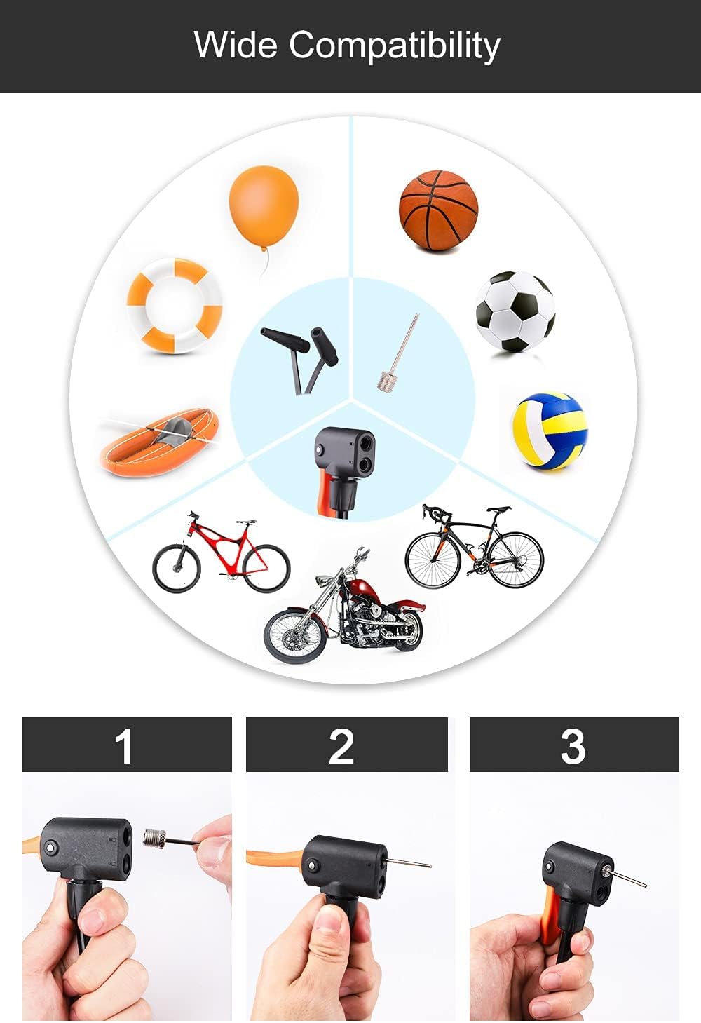 Bomba de bicicleta Hopopro, portátil, para bicicleta de suelo, bomba de neumáticos de bicicleta con válvula Presta Schrader Dunlop y aguja de gas