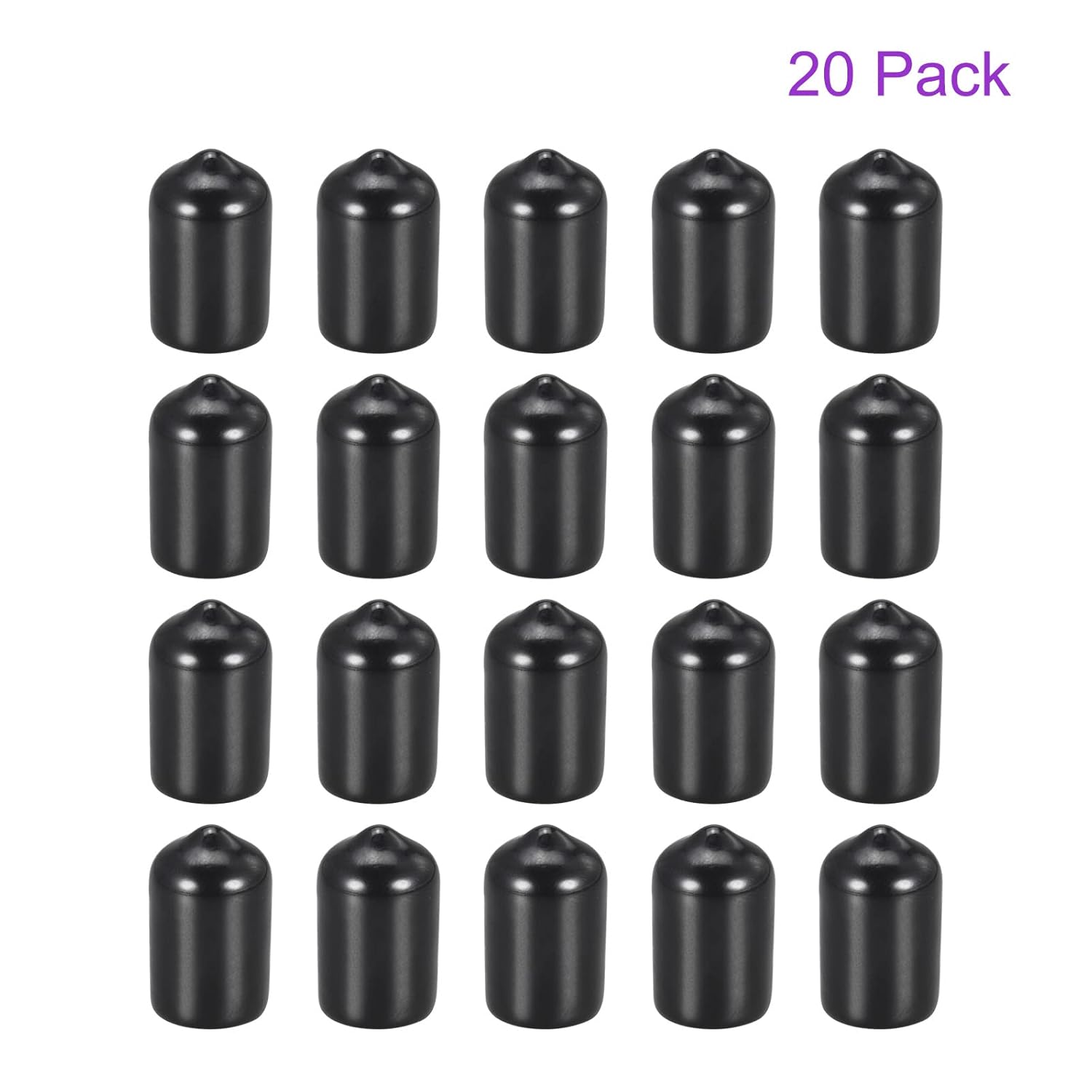 DMiotech Paquete de 20 protectores de rosca de tornillo negros de 0.354 in de diámetro interior, tapas de goma para pernos de tornillo, tubería de