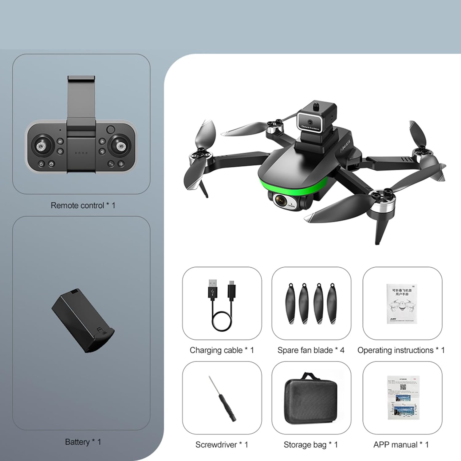 Dron con cámara gran angular para adultos y niños, 4K HD plegable control remoto Quadcopter Drone Altitude Hold Juguetes de control remoto regalos