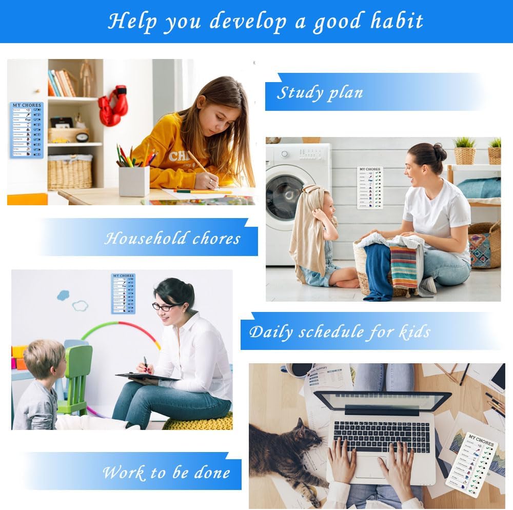 2 piezas de notas de tabla de tareas portátiles para varios niños, tabla deslizante My Chores Slider List Tableros de plan con 10 tarjetas