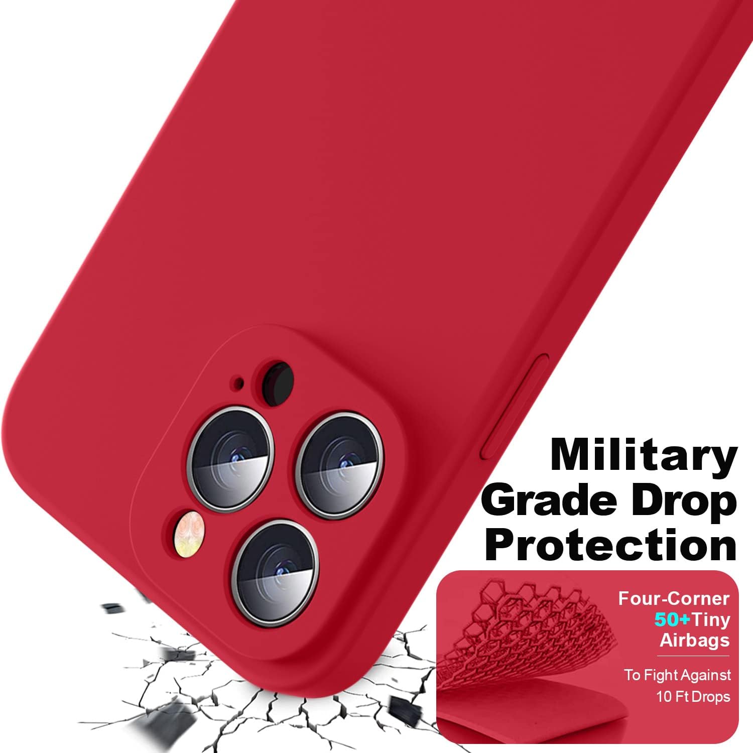 Ktele Compatible con iPhone 14 Pro, funda de silicona líquida de grado AB, cuatro esquinas 50 + bolsas de aire pequeñas a prueba de golpes forro de