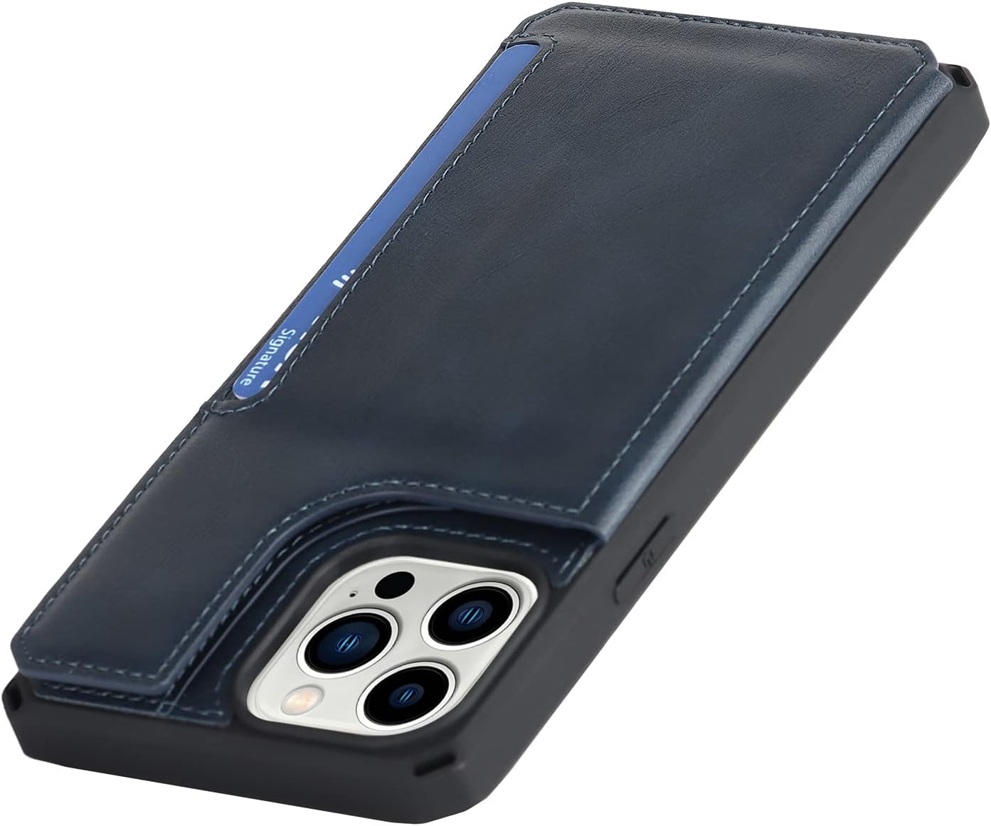 iCoverCase Funda tipo cartera compatible con iPhone 14 Pro con ranuras para tarjetas y correa para la muñeca, piel sintética, doble cierre