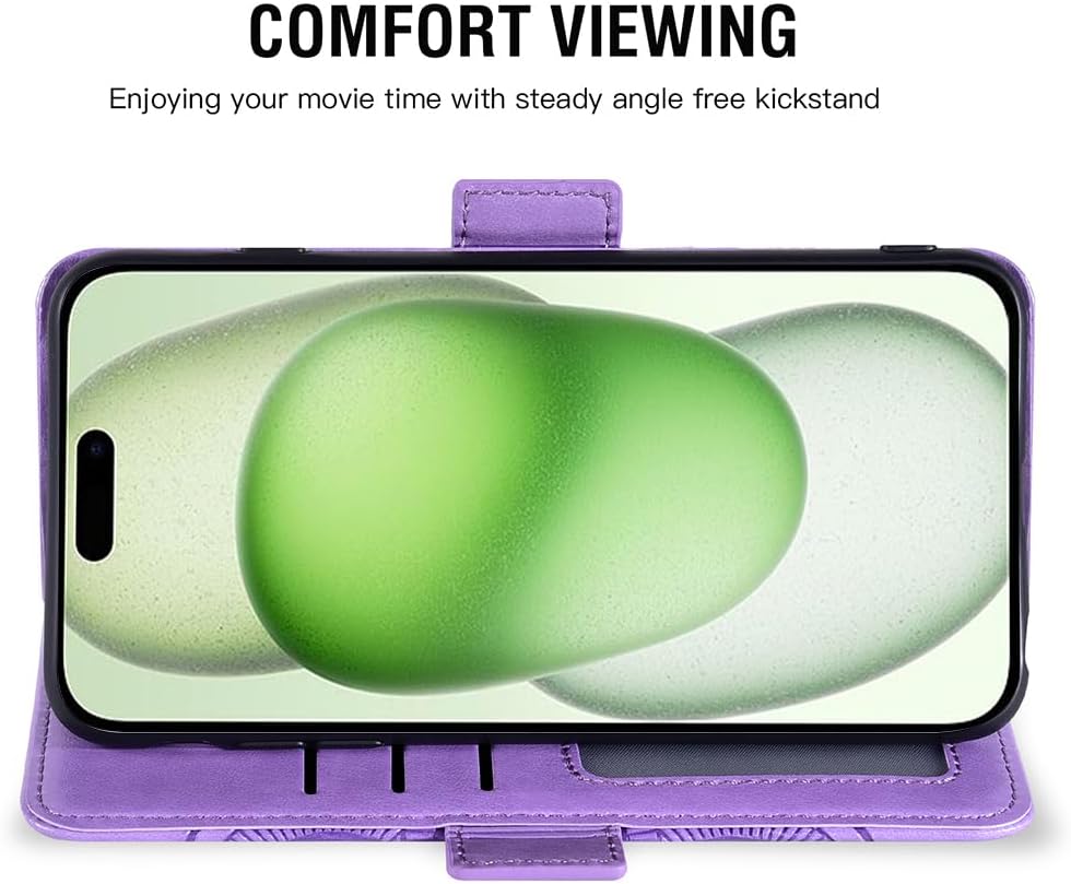 Asuwish Funda tipo cartera compatible con iPhone 15 Plus de 6.7 pulgadas y protector de pantalla de vidrio templado, funda para teléfono celular con