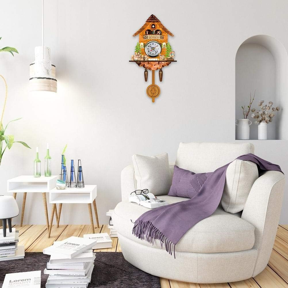 Reloj de cuco antiguo de madera cuco Birdhouse reloj de pared decoración del hogar reloj de cuco colgante de campana oscilante automática péndulo