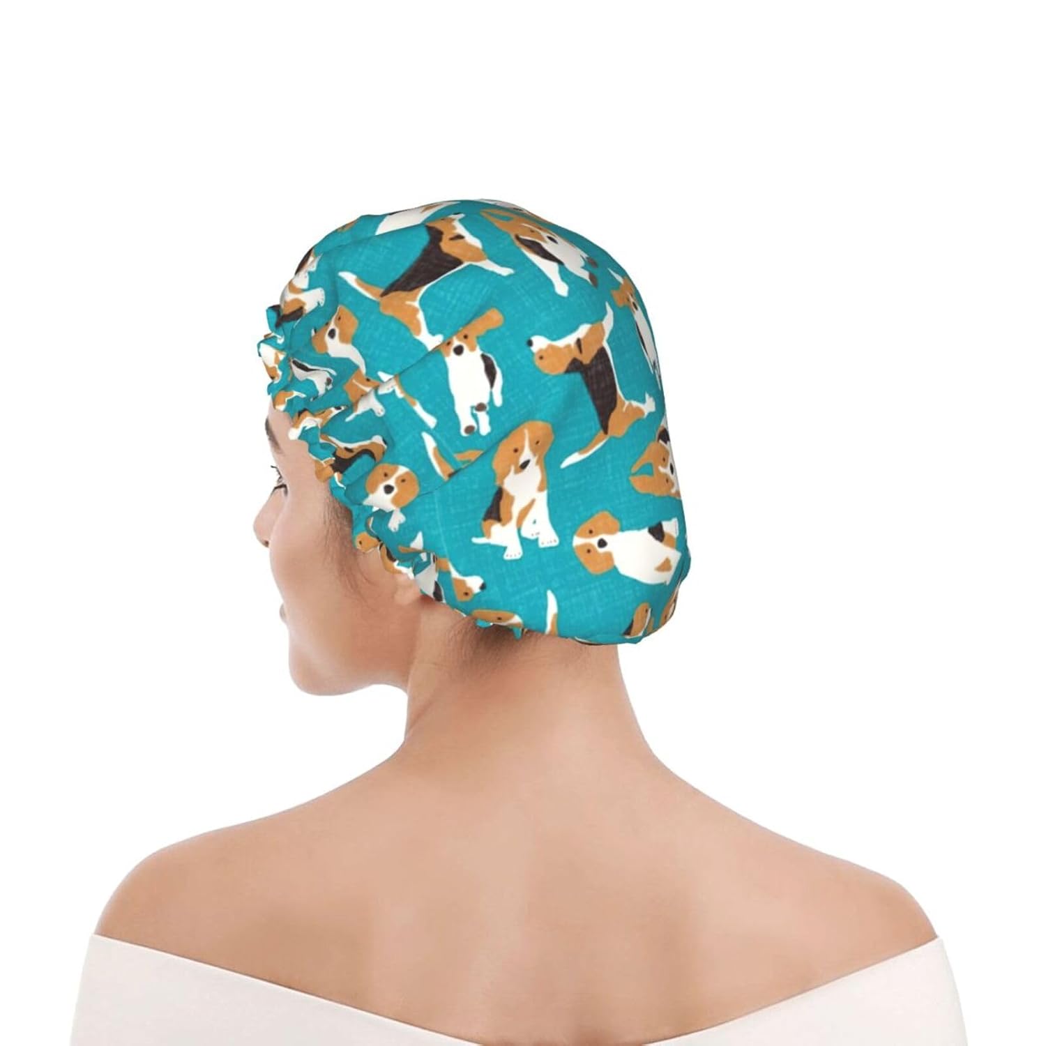 Dogs (2) Women Luxury Shower Cap, Double Protection Layers Elastic, Reusable Adjustable Shower Bonnet