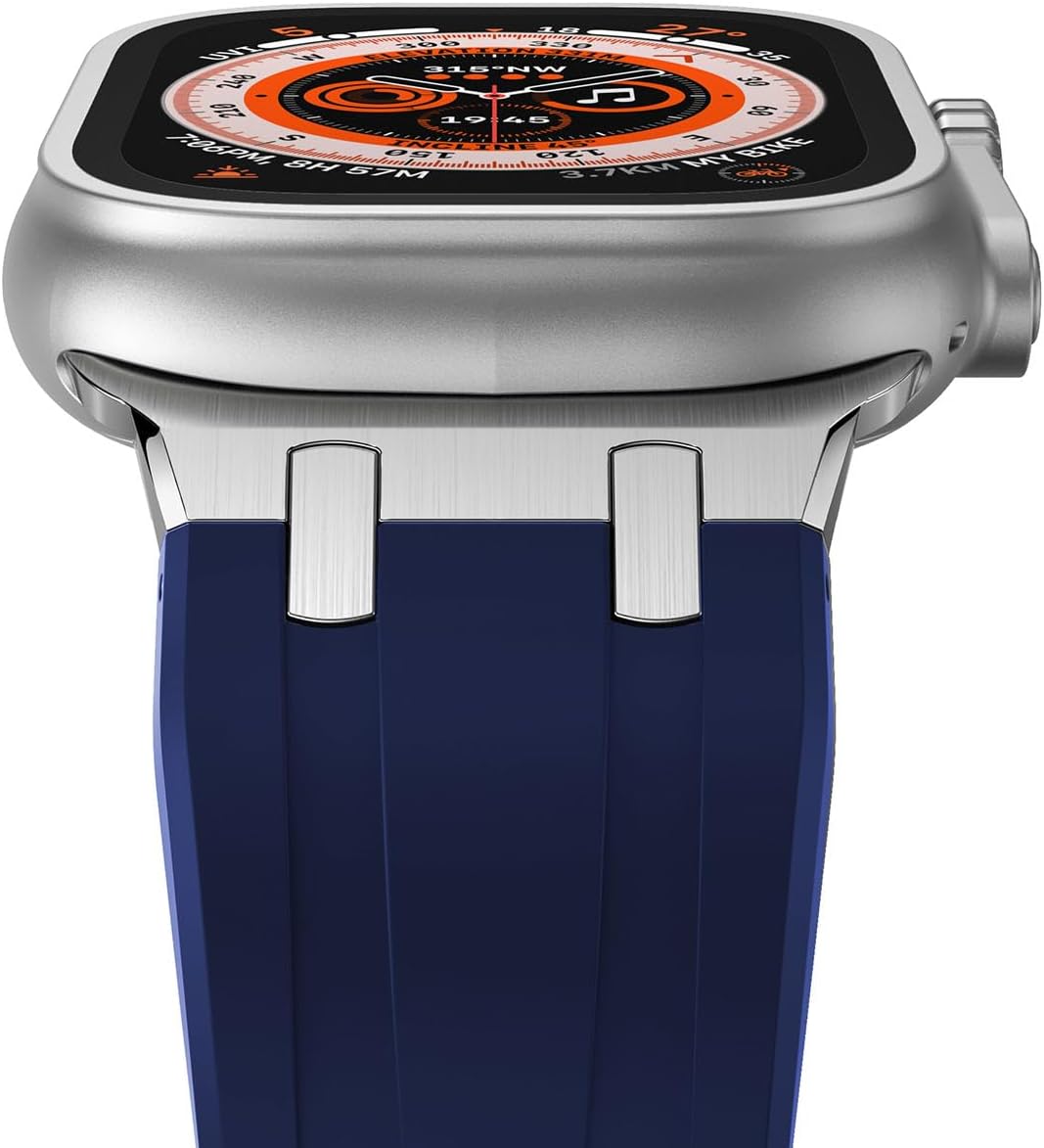 Compatible con Apple Watch Ultra 2 Band para hombre, correa de silicona y hebilla de acero inoxidable diseñada para iPhone Watch, correas iWatch