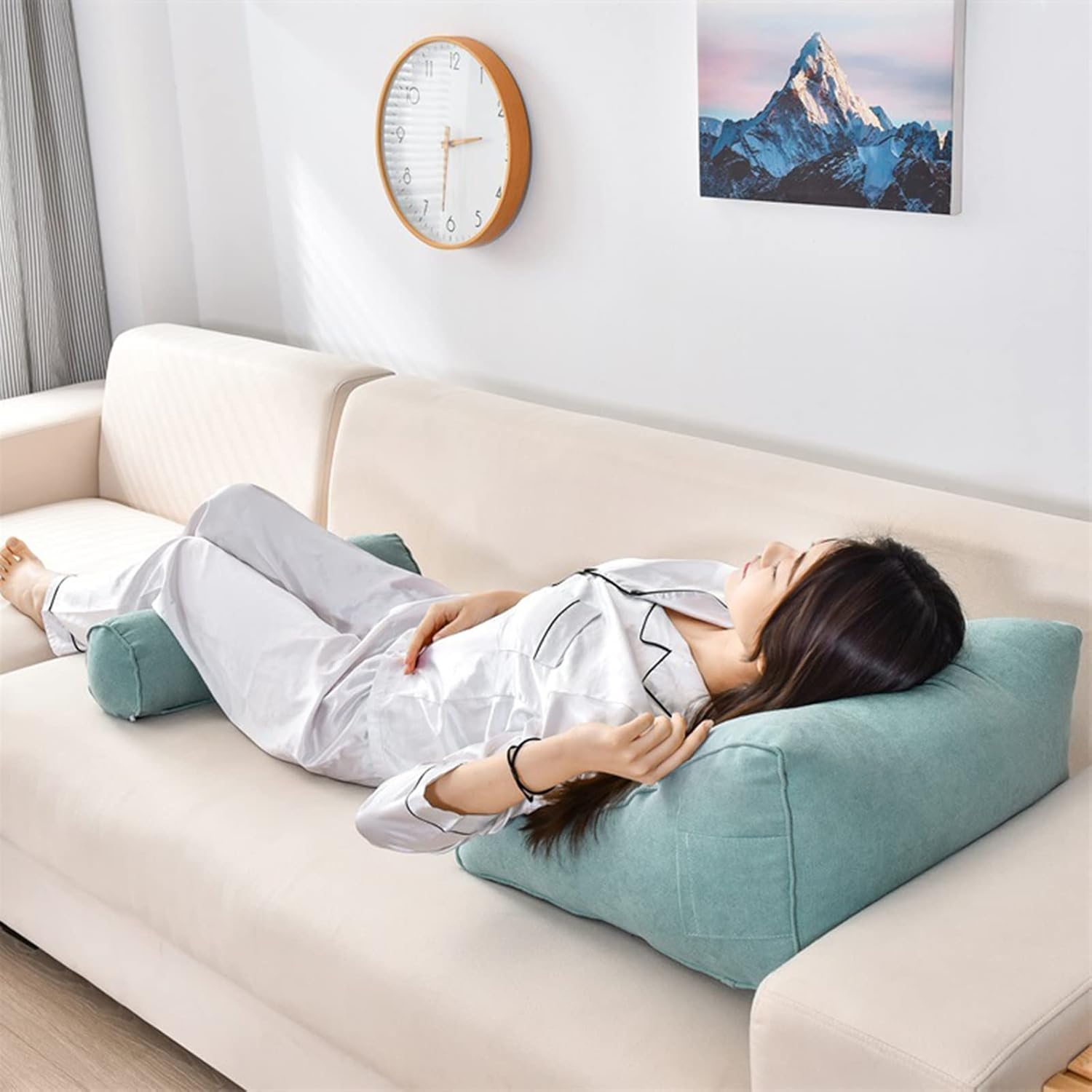 HOFFTI Almohada de lectura extra grande con soporte para el cuello, cómodo cojín de espalda, cojín de abrazo con fundas lavables, ideal para soporte
