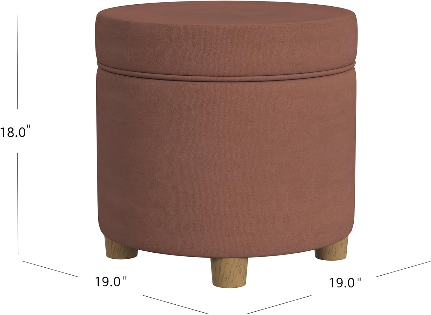 HomePop Decoración del hogar  Otomana redonda tapizada de almacenamiento  Otomana con almacenamiento para sala de estar y dormitorio, terciopelo