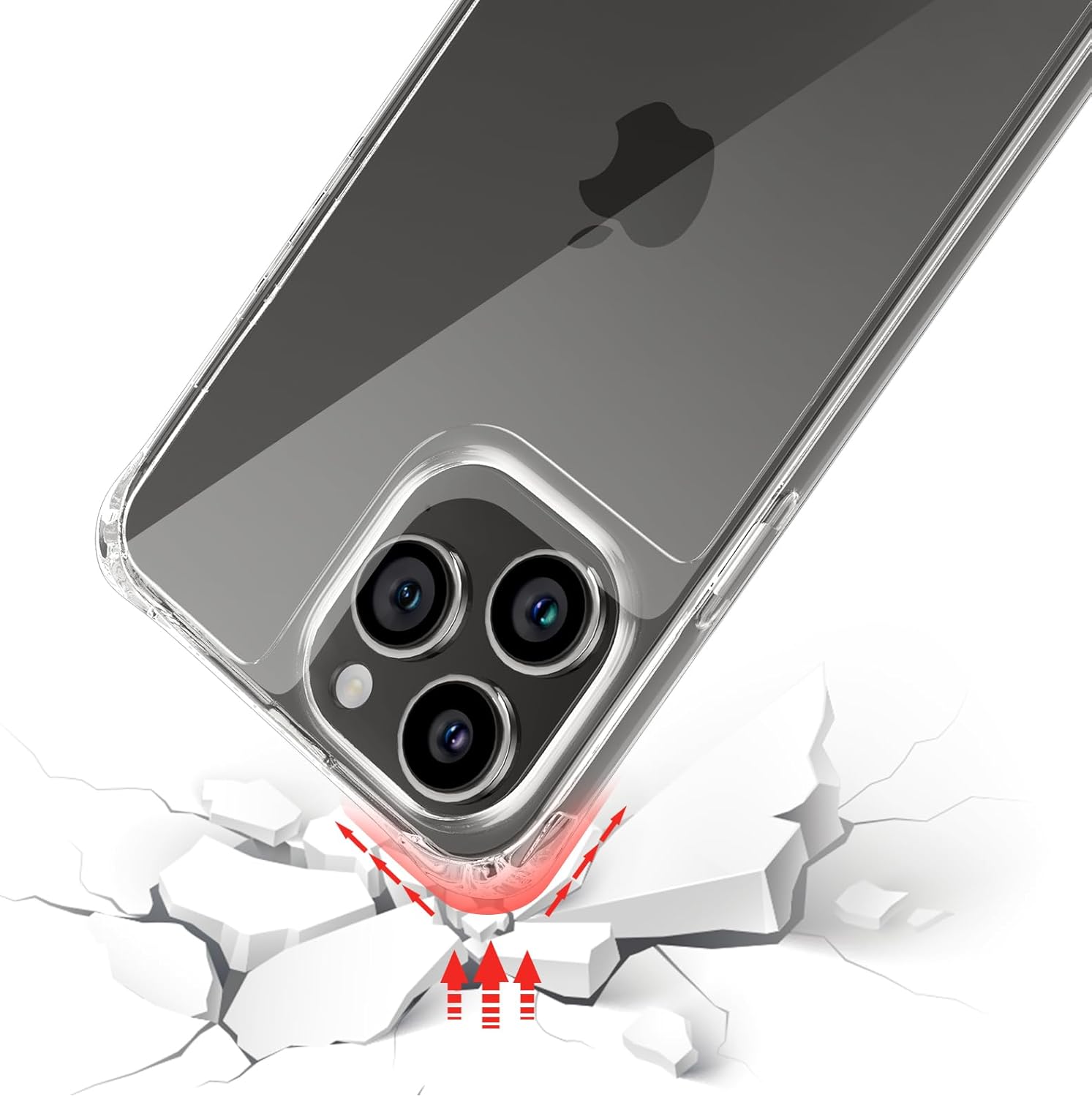 ZTOFERA Compatible con iPhone 15 Pro, funda transparente con cordón ajustable, TPU suave y delgada, a prueba de golpes, funda protectora cruzada