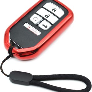 Compatible con Honda Accord Civic Odyssey Passport Pilot Clarity Crosstour CRV CRZ Fit HR-V Insight Ridgeline Funda roja TPU Funda para llavero Compatible con Honda Accord Civic Odyssey Passport Pilot Clarity Crosstour CRV CRZ Fit HR-V Insight Ridgeline Funda roja TPU Funda para llavero