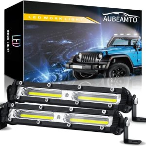 2-Pack 7Inch 26000LM Off-Road Light Bar, AUBEAMTO 80W 6500K White Ultra-Slim LED Light Bar Flood Light Waterproof Off Road Driving Lighting COB LED 2-Pack 7Inch 26000LM Off-Road Light Bar, AUBEAMTO 80W 6500K White Ultra-Slim LED Light Bar Flood Light Waterproof Off Road Driving Lighting COB LED